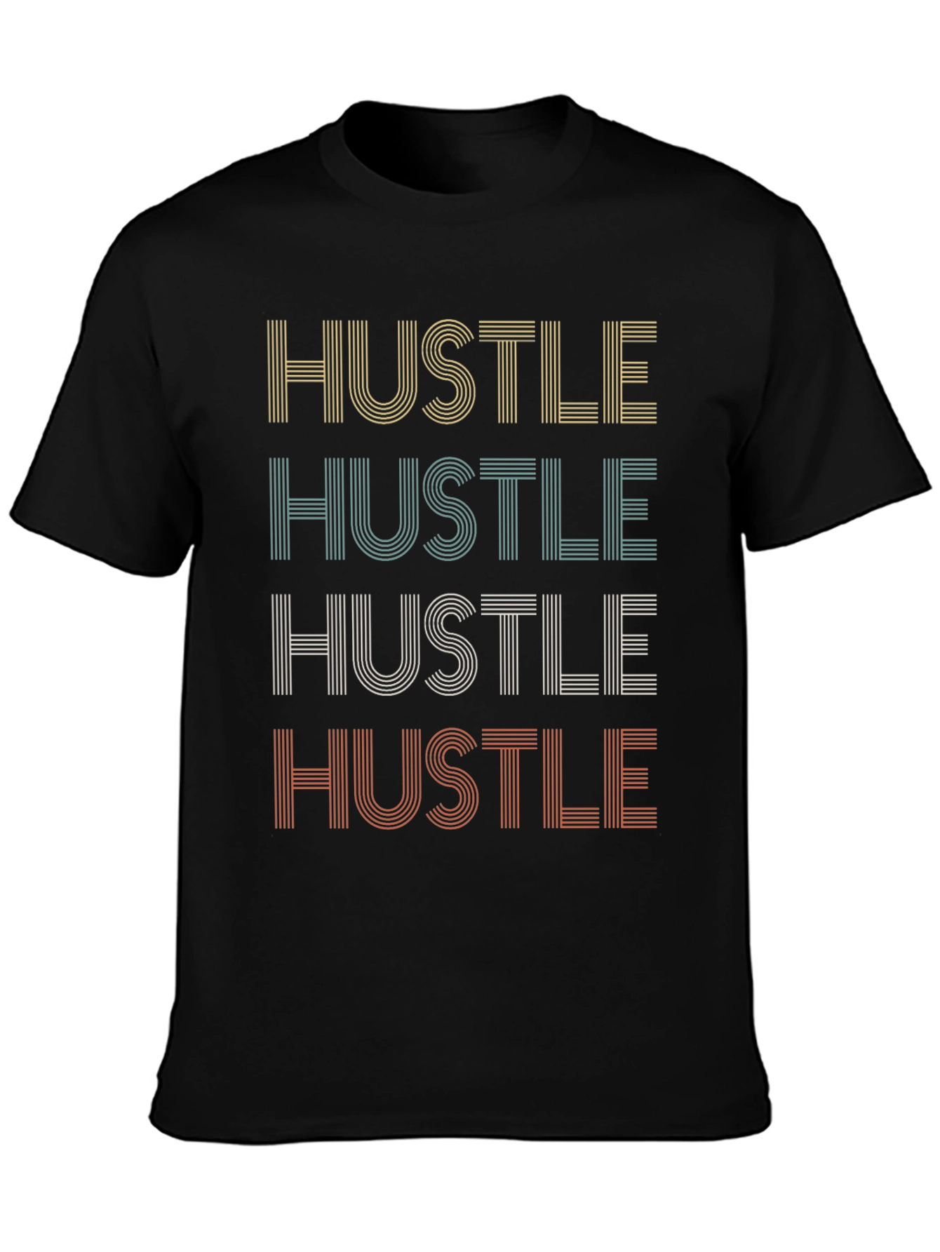 Black Retro Hustle T-Shirt - Motivational Black Tee view 3