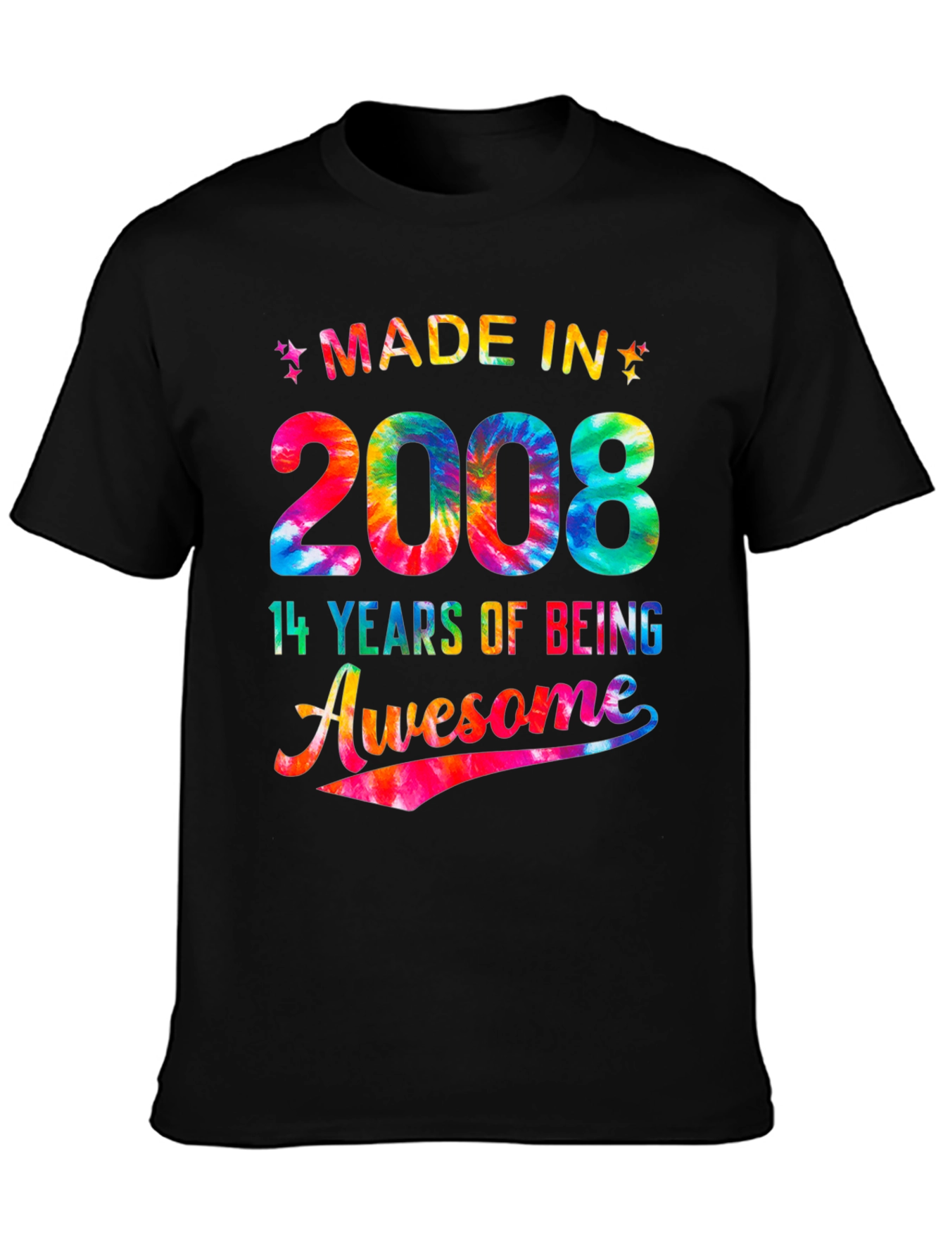 Black Made in 2008 - 14 Years of Being Awesome T-Shirt view 3