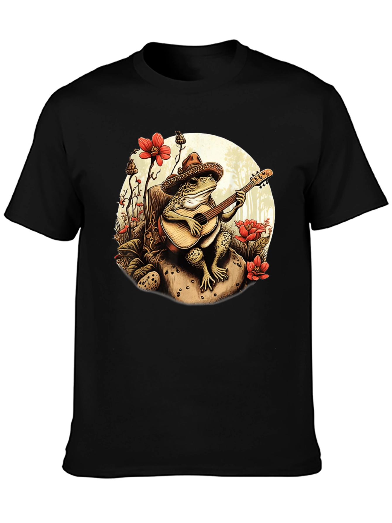 Black Frog Guitarist T-Shirt - Musical Amphibian Design view 3