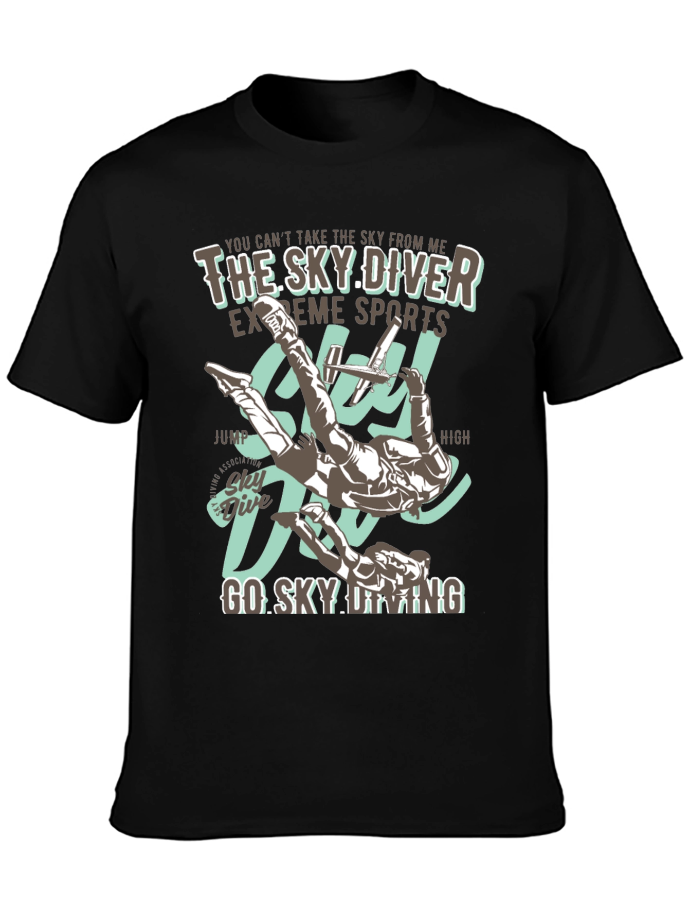 Black Sky Diving T-Shirt - Extreme Sports Graphic Tee view 3