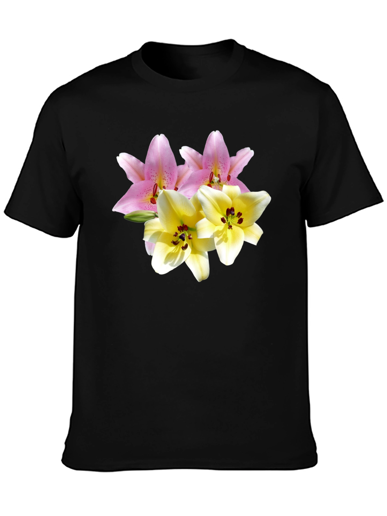 Black Floral Print Tee - Lily Design view 3