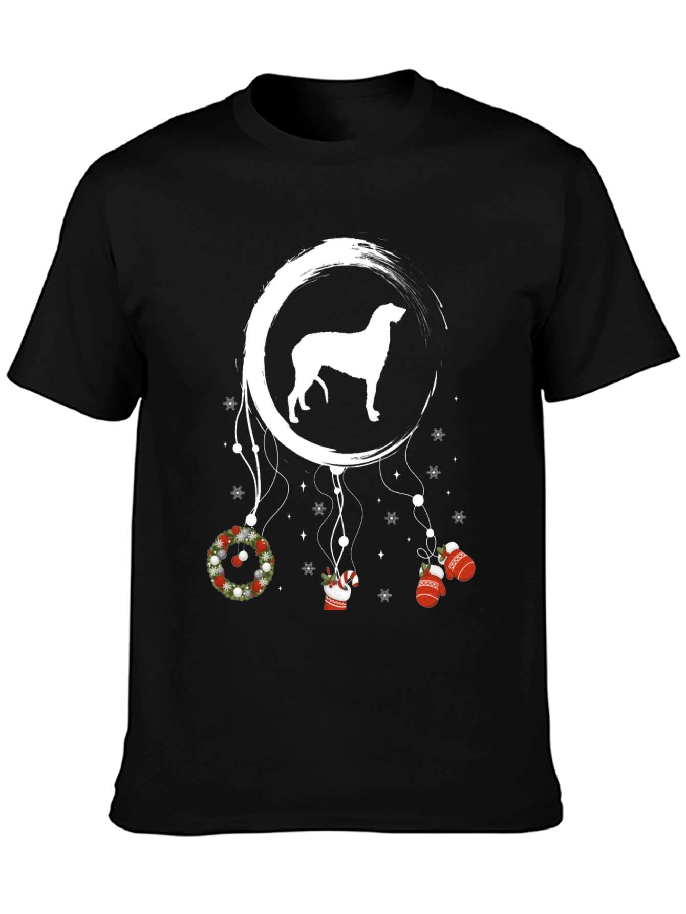 Black Dog Dreamcatcher Christmas T-Shirt view 3