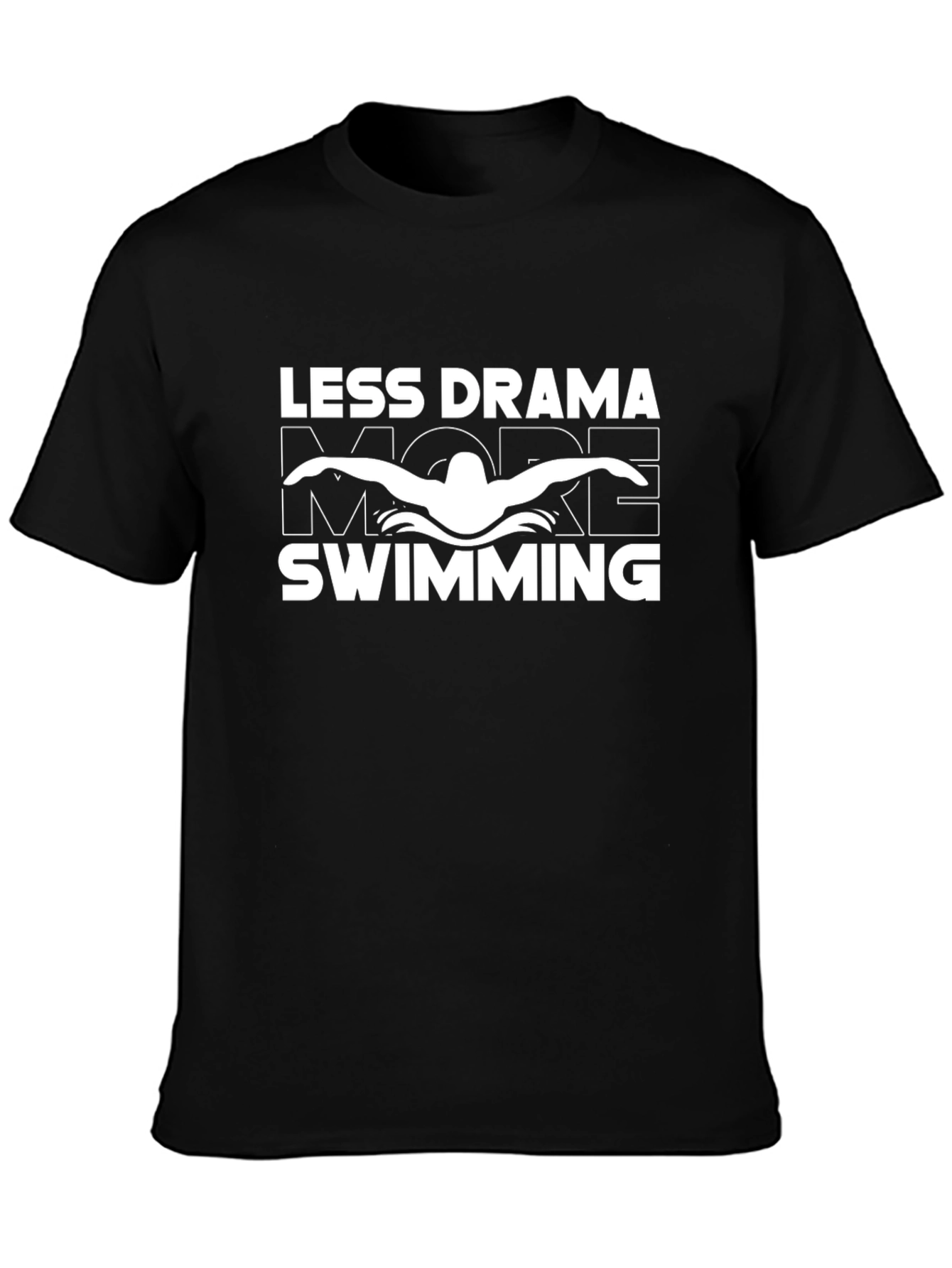 Less Drama More Swimming Black Graphic T-Shirt - 3
