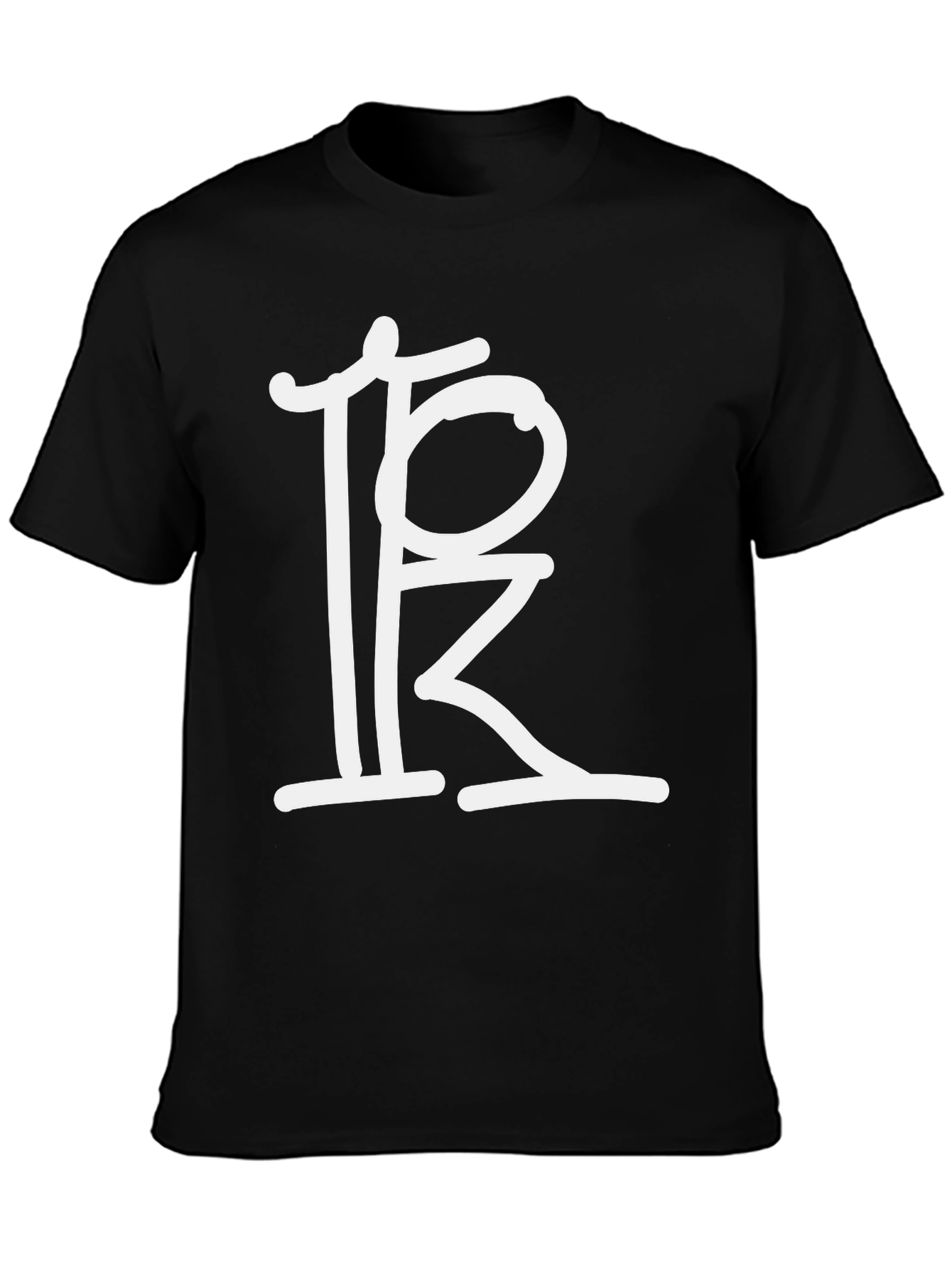 Black Men's Black T-Shirt with Abstract White Graphic view 3