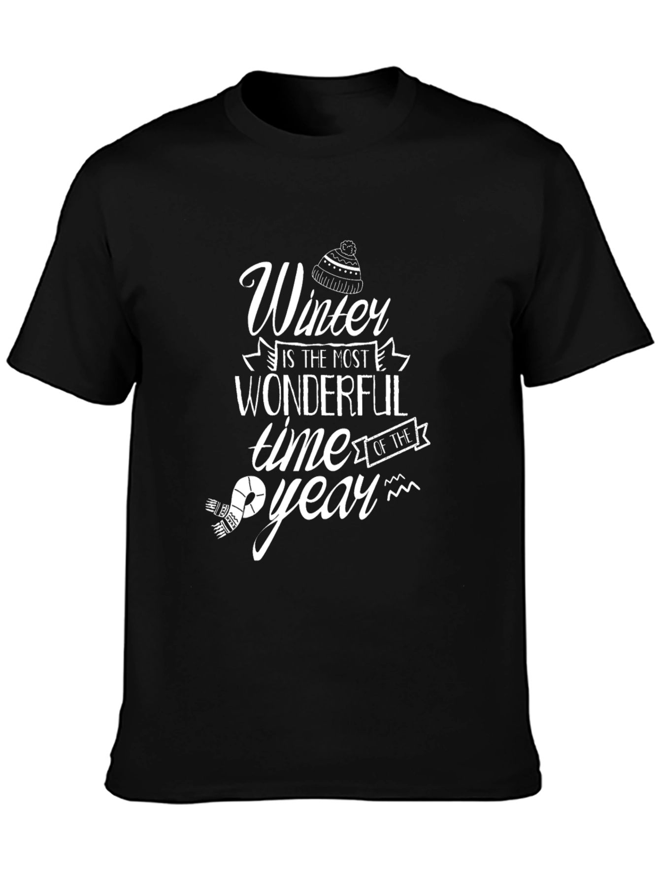 Black Winter Wonderful Time T-Shirt view 3