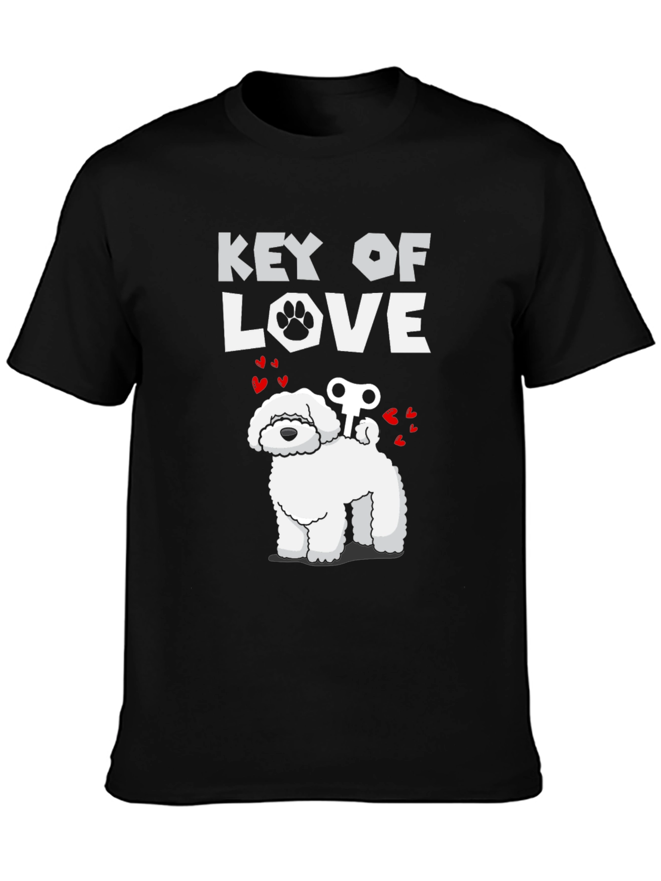 Black Key of Love Dog Graphic Tee - Novelty Dog Lover Shirt view 3