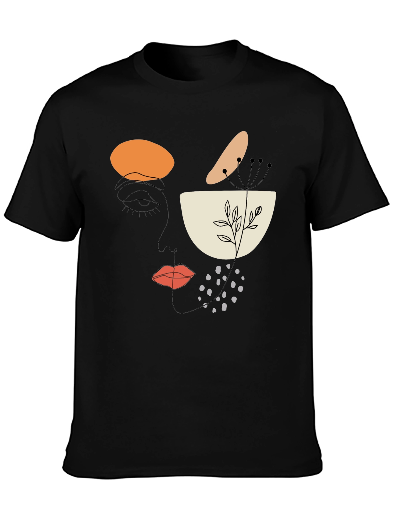 Black Abstract Face Graphic T-Shirt - Modern Art Tee view 3