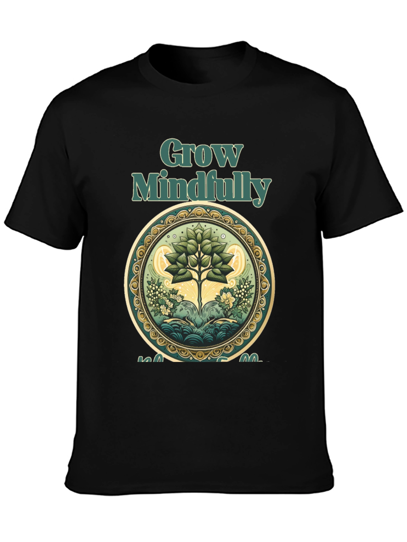 Black Grow Mindfully Tree Graphic Tee view 3
