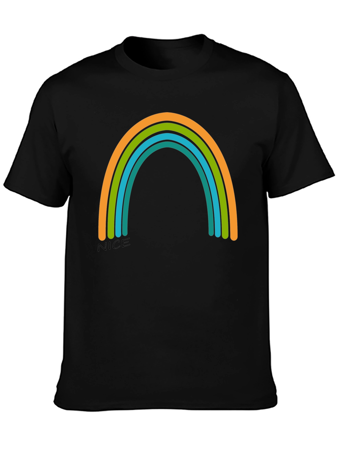 Black Rainbow Graphic Tee - Casual Black T-Shirt view 3