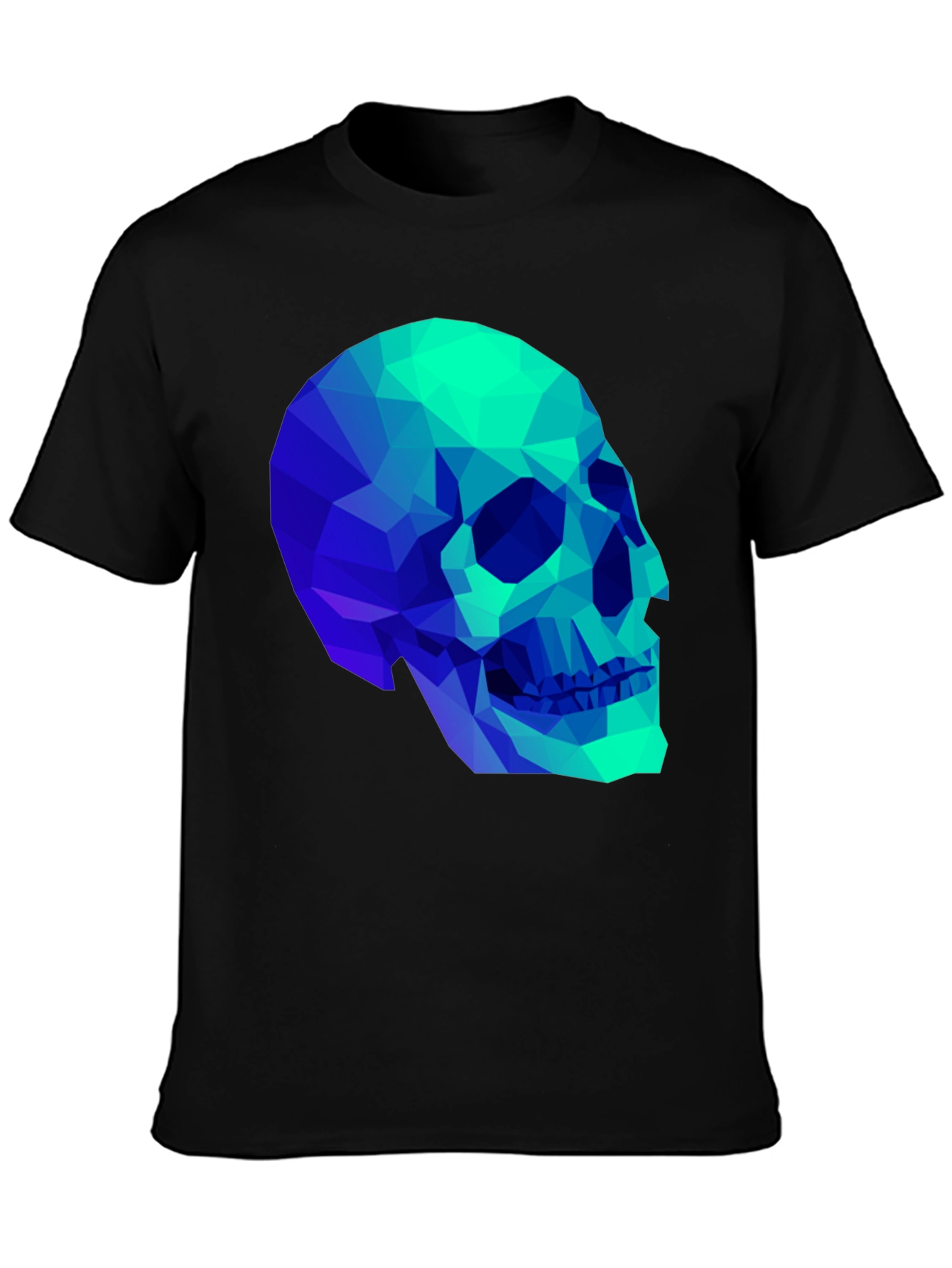 Black Geometric Skull Graphic Black T-Shirt view 3