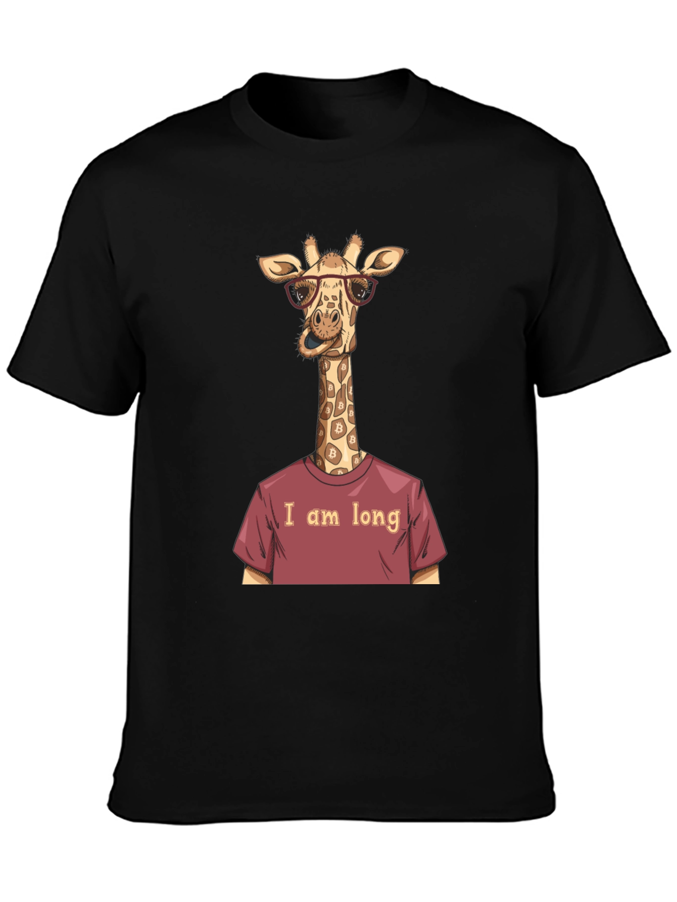Black Funny Giraffe Bitcoin Investor T-Shirt view 3