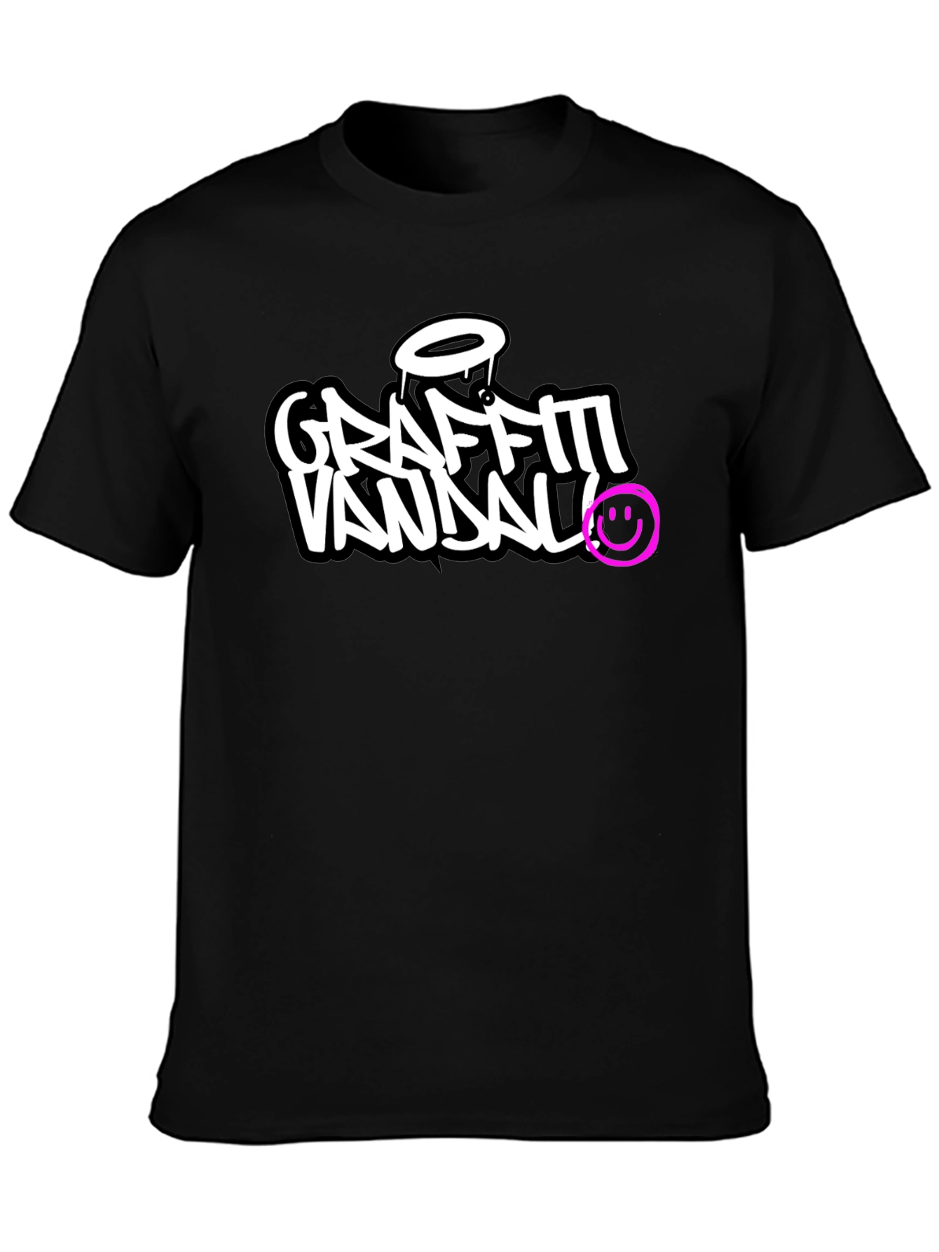 Black Graffiti Vandal T-Shirt - Black Crew Neck Tee view 3
