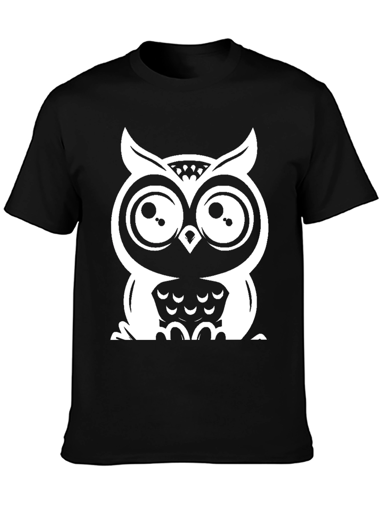 Black Owl Graphic Tee - Black Cotton T-Shirt view 3