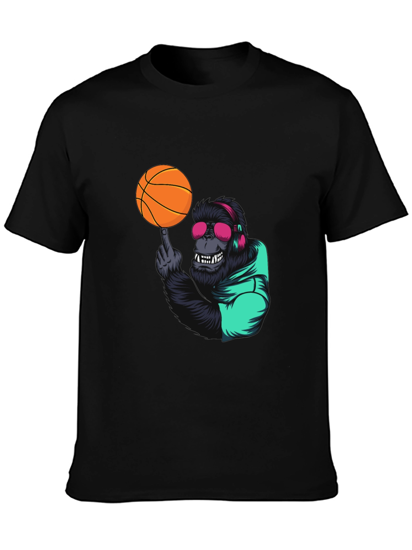 Black Cool Gorilla Basketball Graphic Tee view 3