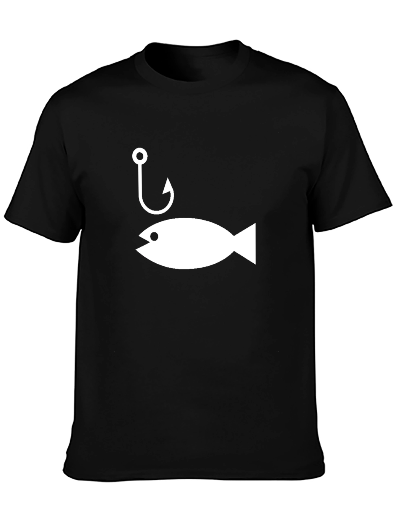 Black Fishing Hook & Fish Graphic Tee - Black view 3