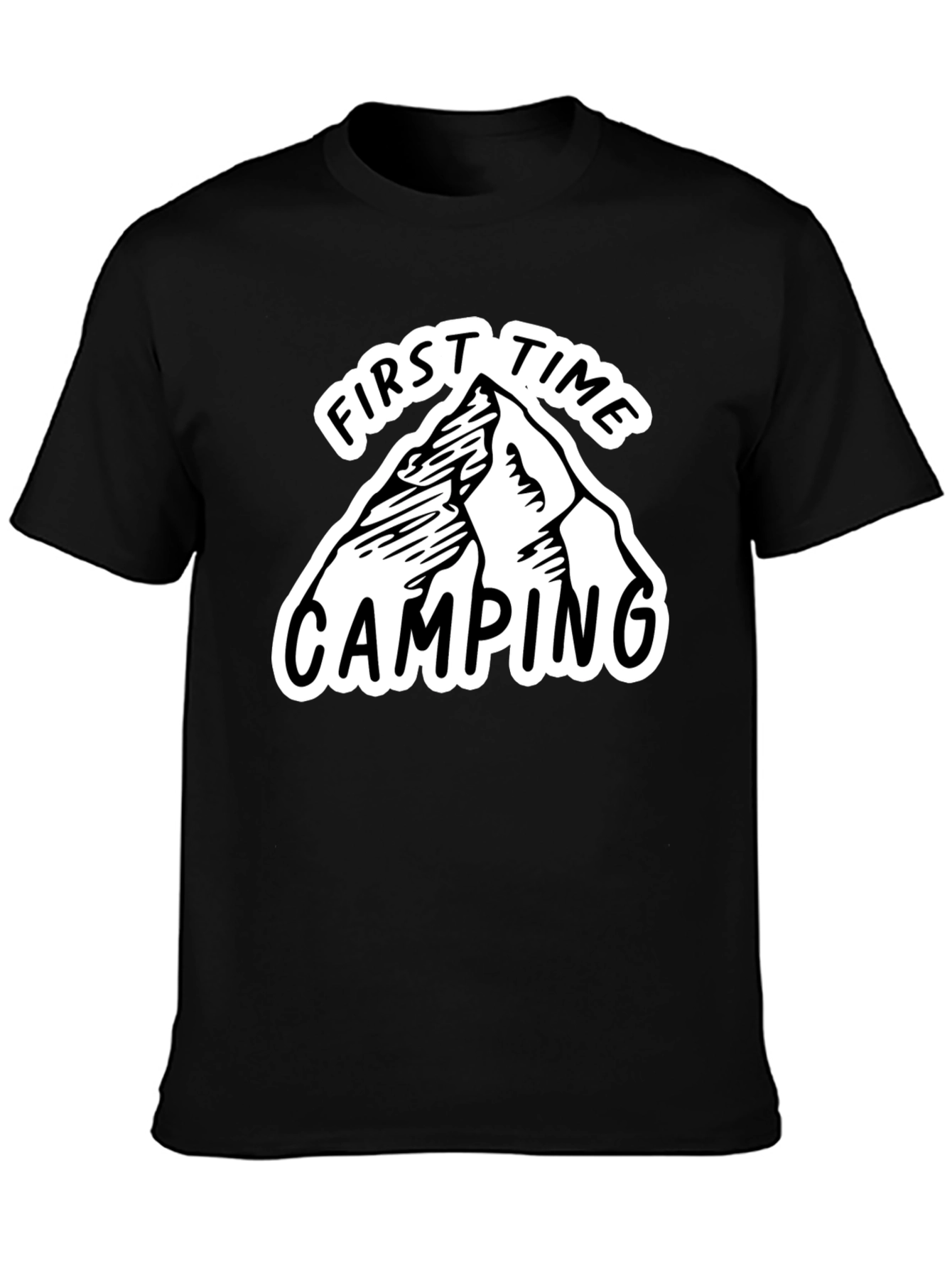 Black First Time Camping Graphic Tee - Black view 3