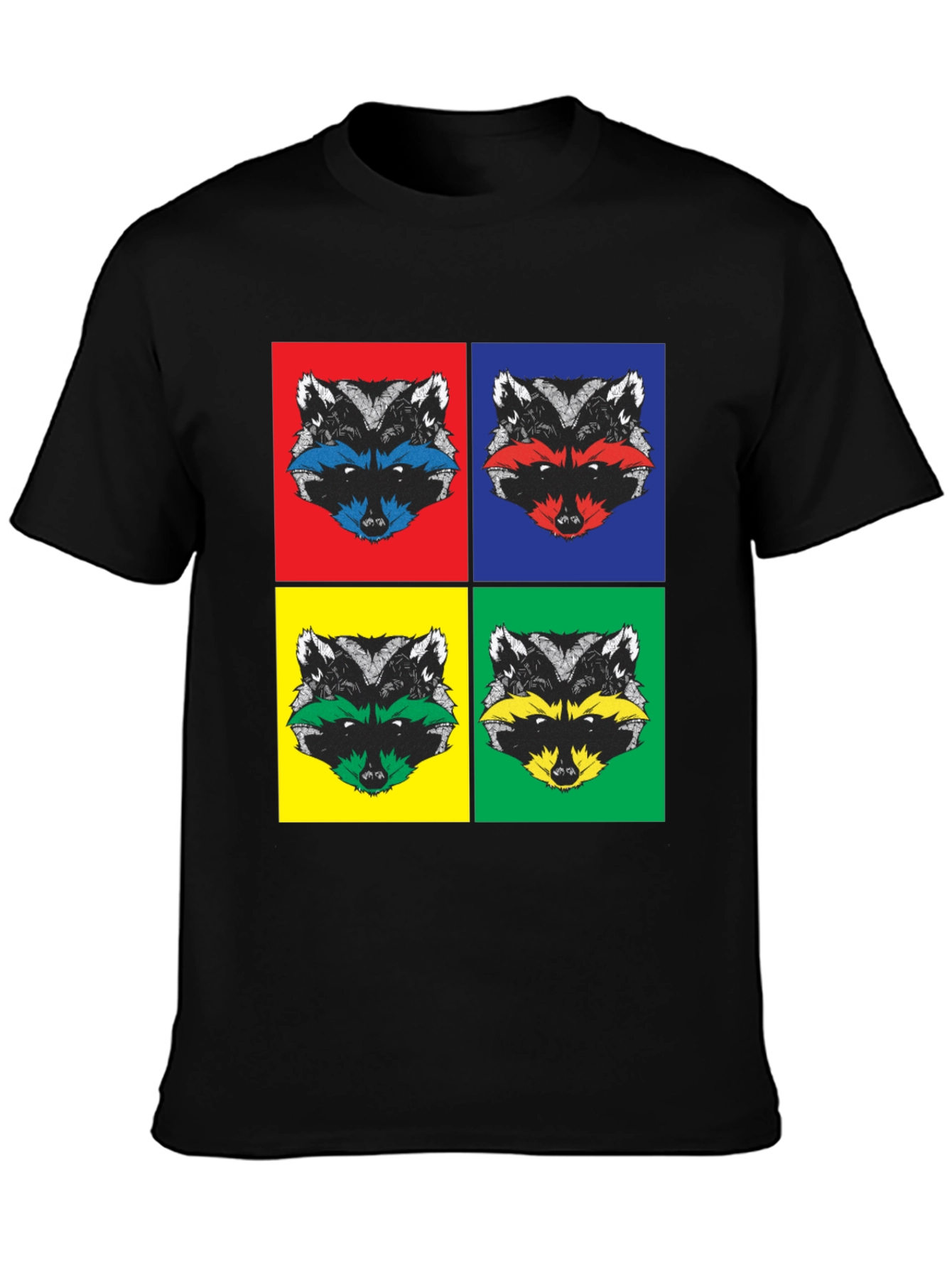 Black Pop Art Raccoon T-Shirt | Quirky Graphic Tee view 3