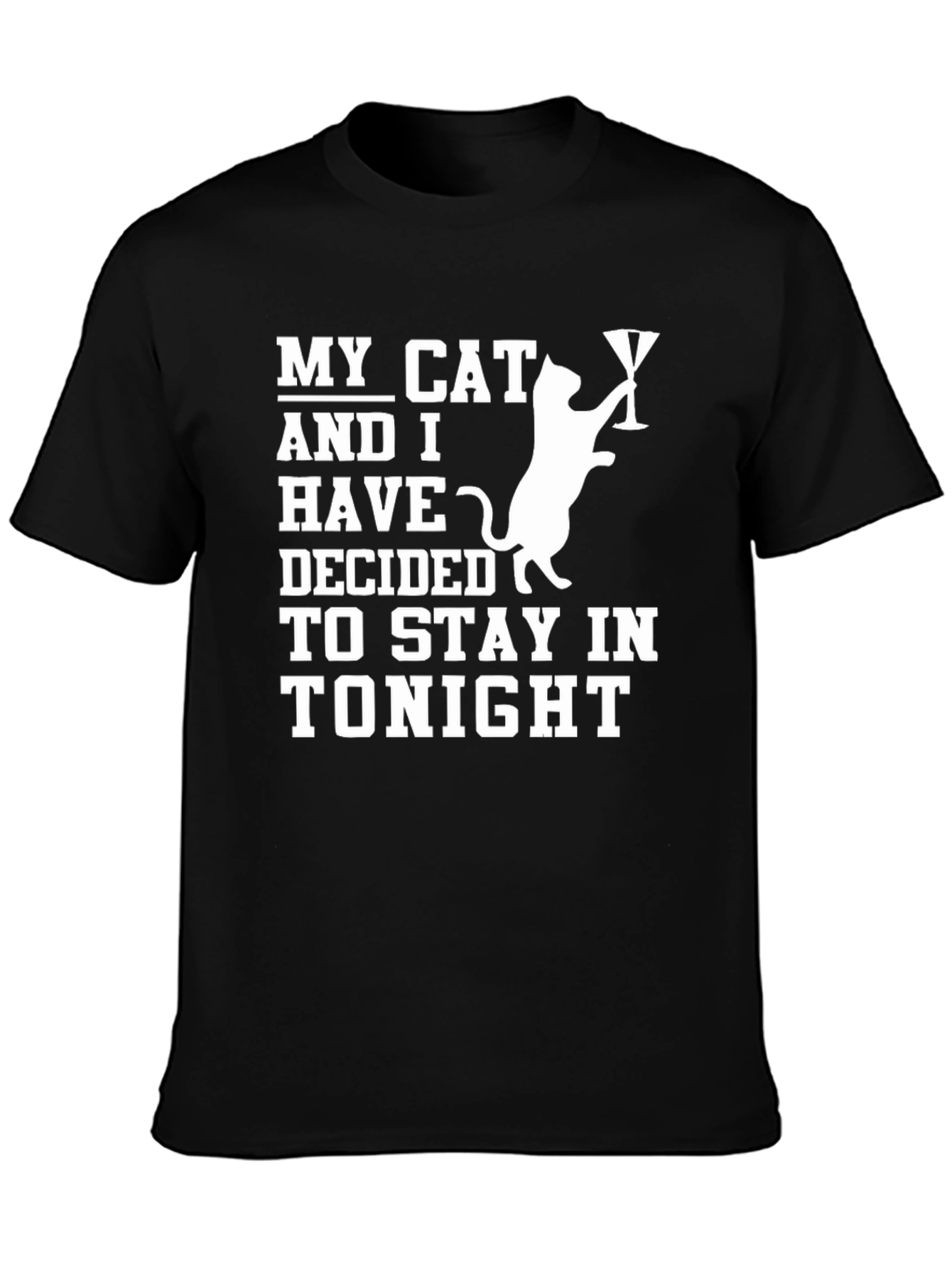 Black Stay-In Cat T-Shirt: Cozy Night In Style! view 3