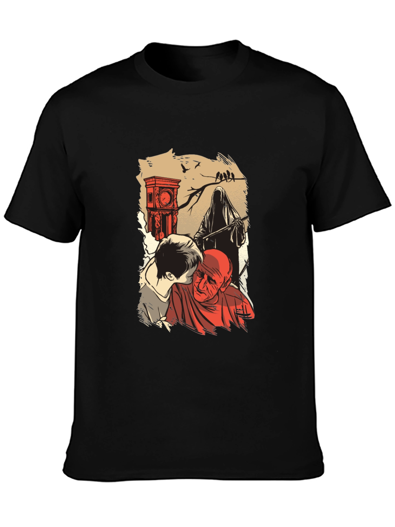 Black Grim Reaper Graphic T-Shirt - Time & Mortality view 3