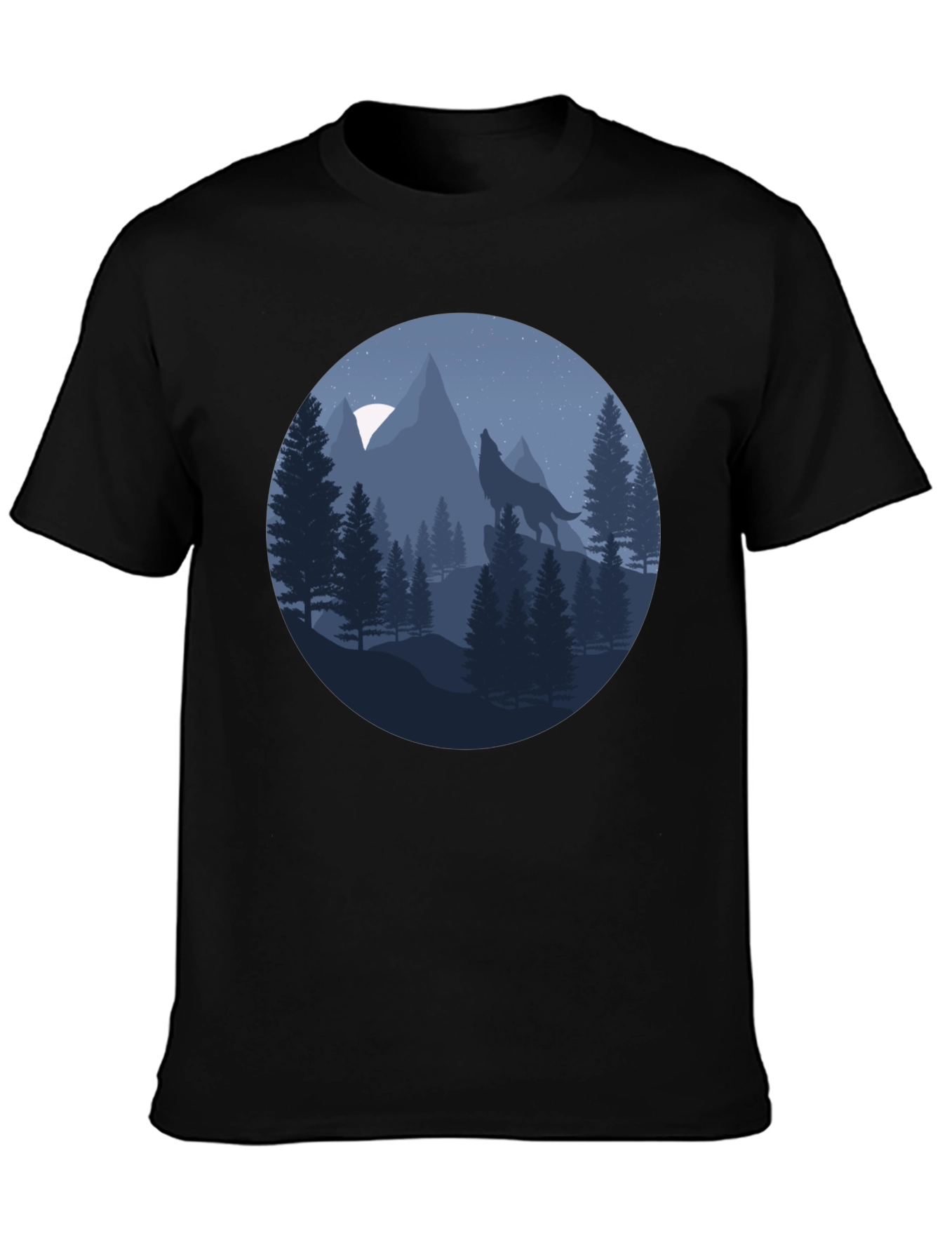 Black Wolf Howling at Moon T-Shirt - Nature Graphic Tee view 3