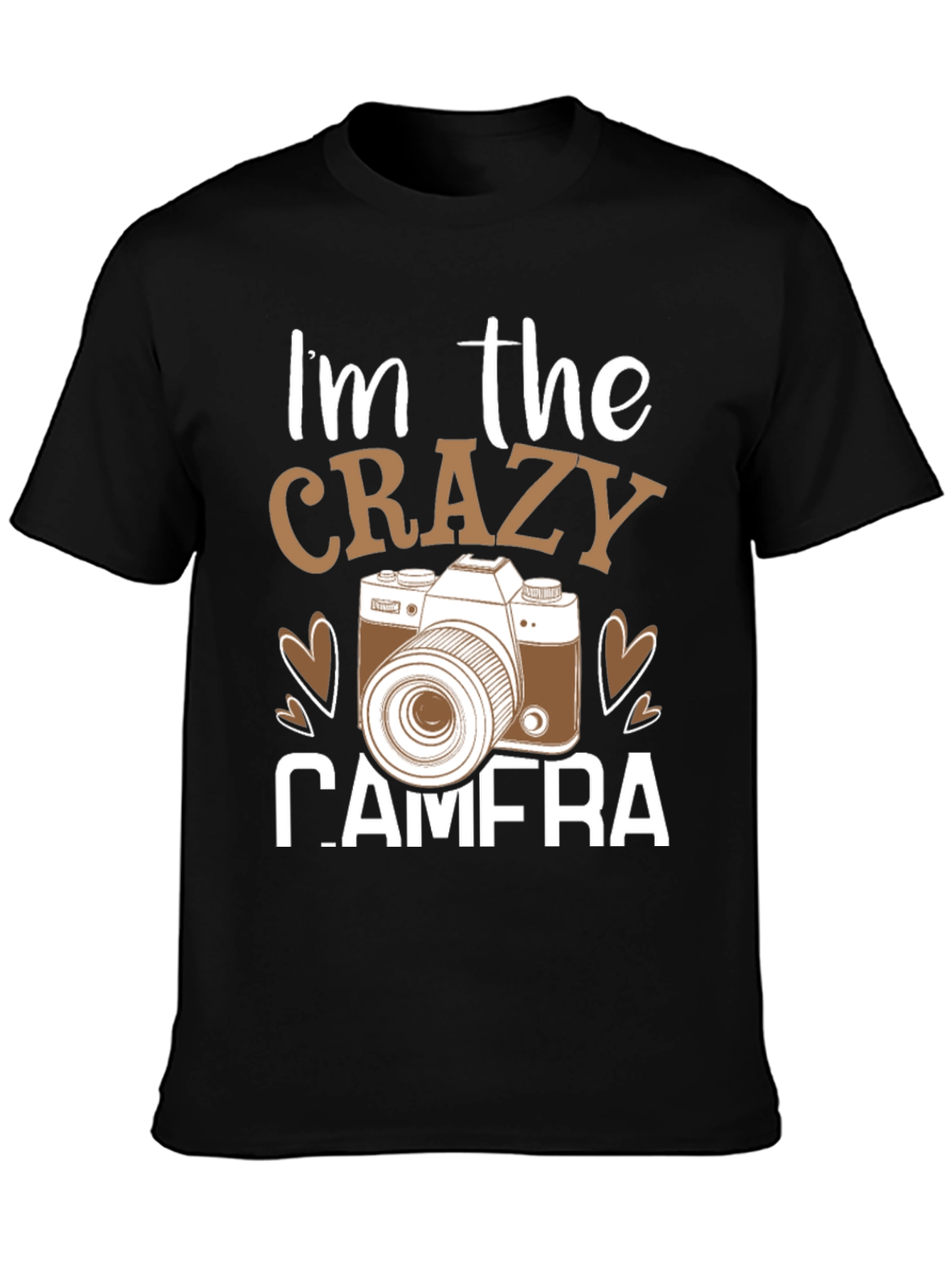 Black Crazy Camera T-Shirt - Photography Lover Gift view 3