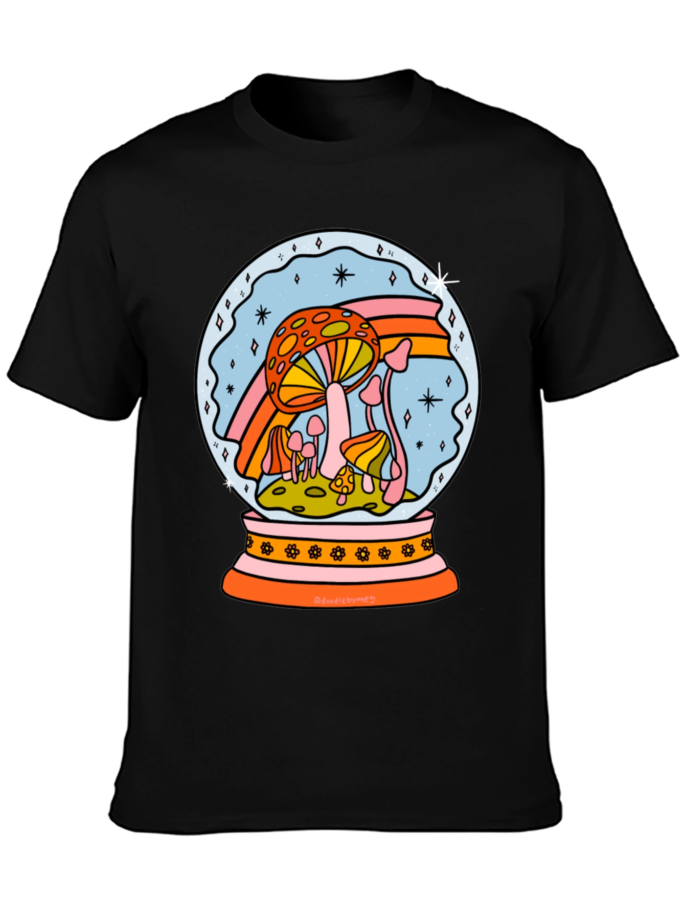 Black Mushroom Snow Globe Graphic Tee - Black view 3