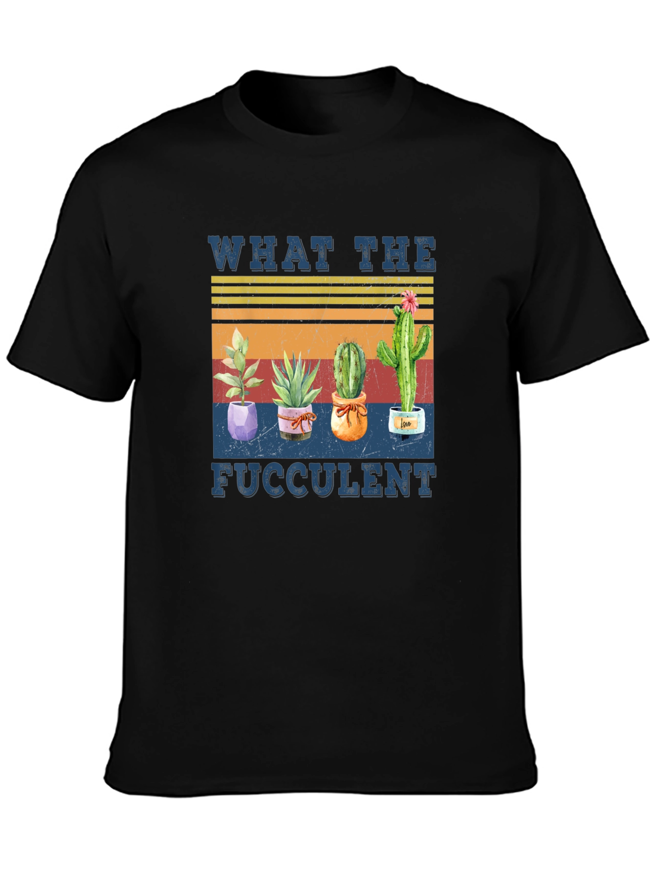 Black What The Fucculent Cactus Graphic Tee view 3