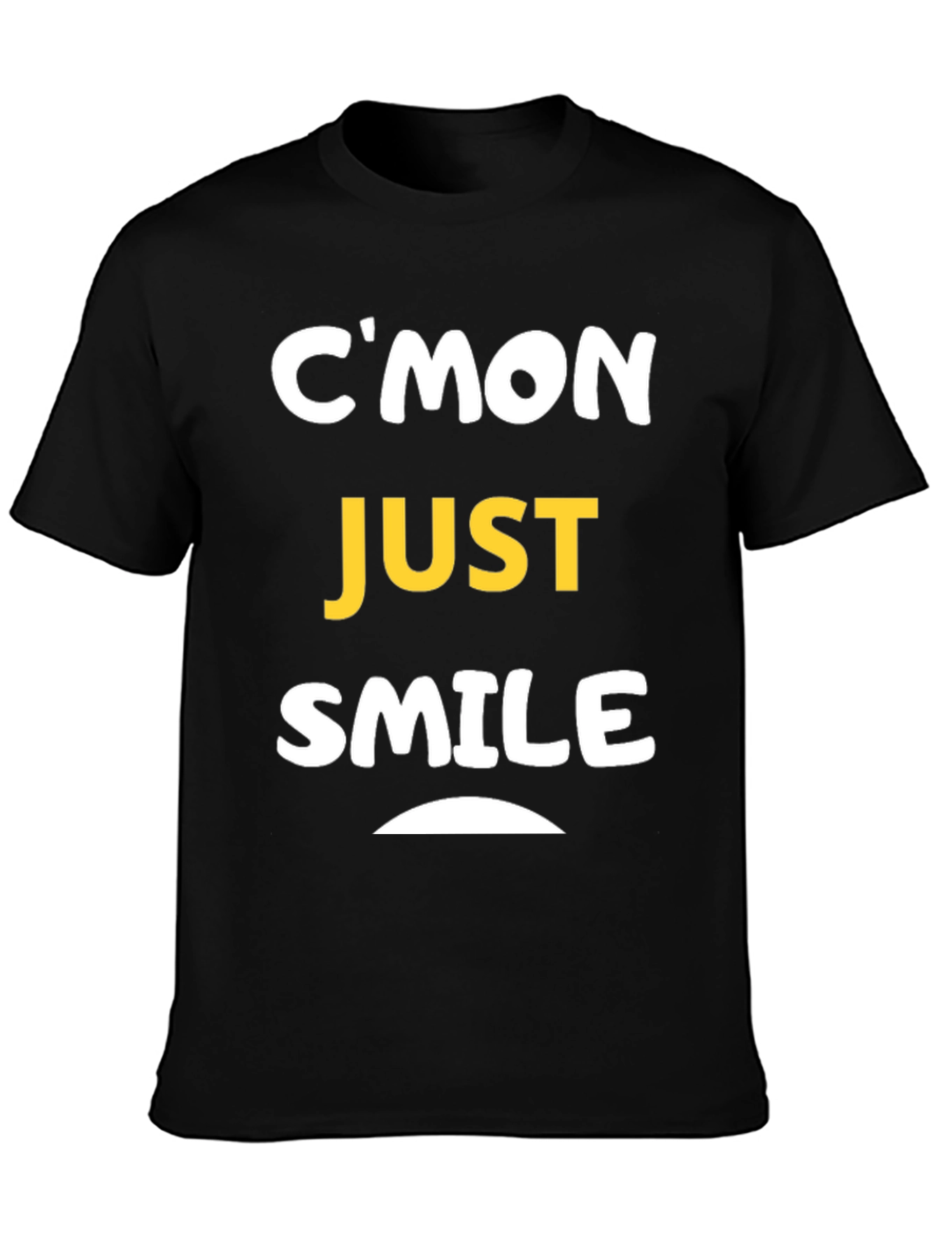Black C'mon Just Smile Graphic Tee - Black Cotton Comfort view 3