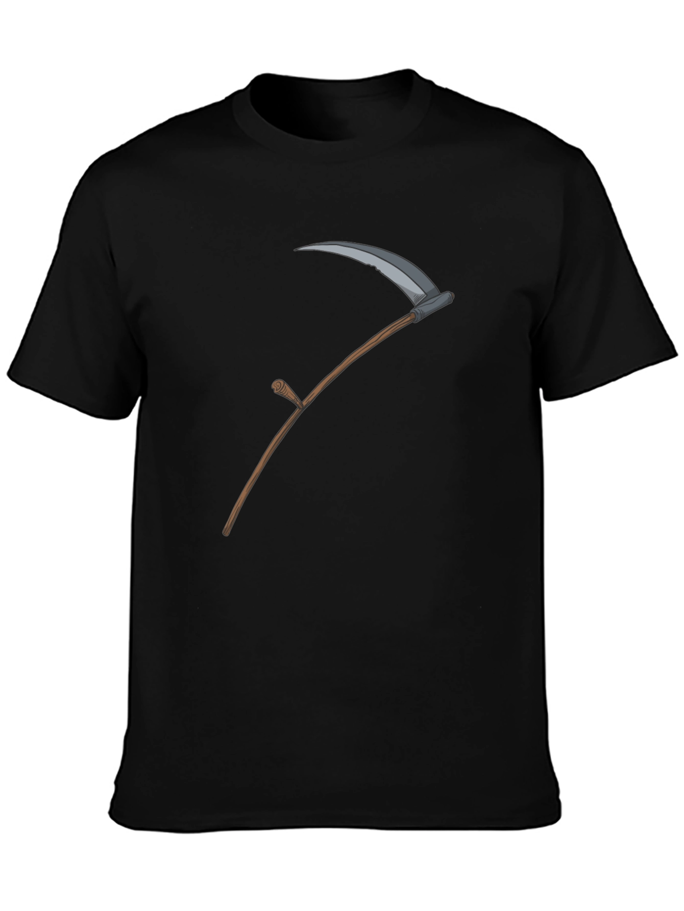Black Grim Reaper Scythe Graphic Tee - Black Cotton T-Shirt view 3