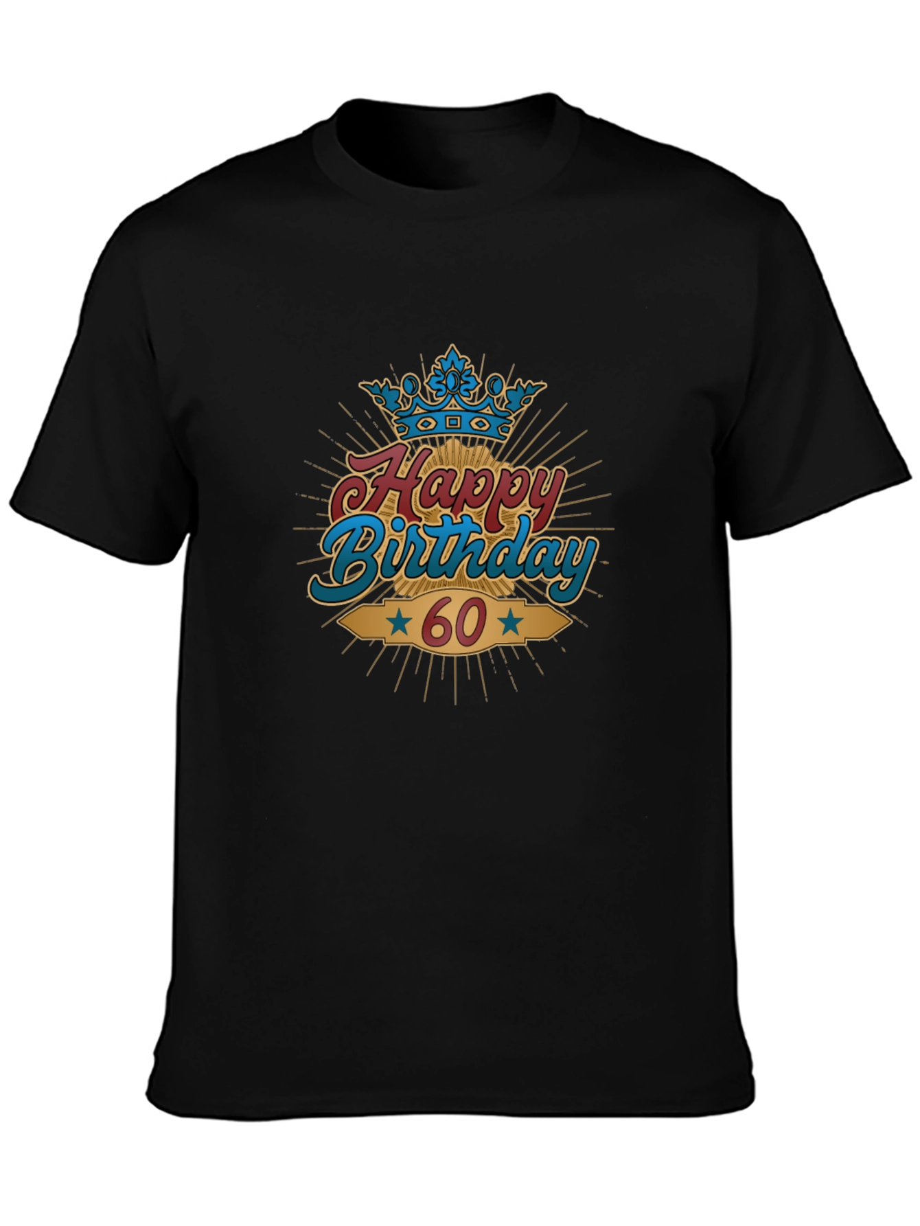 Black Happy 60th Birthday Graphic T-Shirt view 3