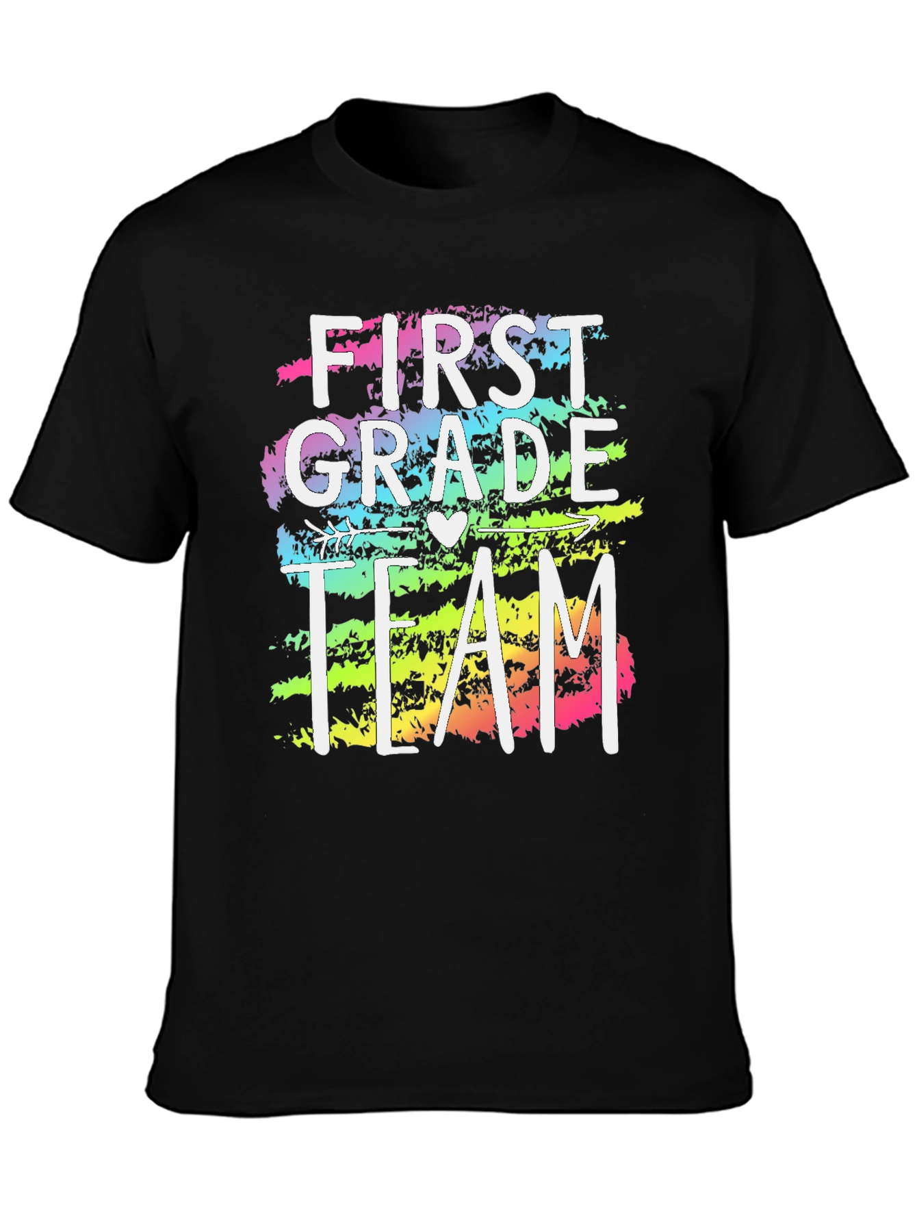 Black First Grade Team Teacher T-Shirt - Colorful Design view 3