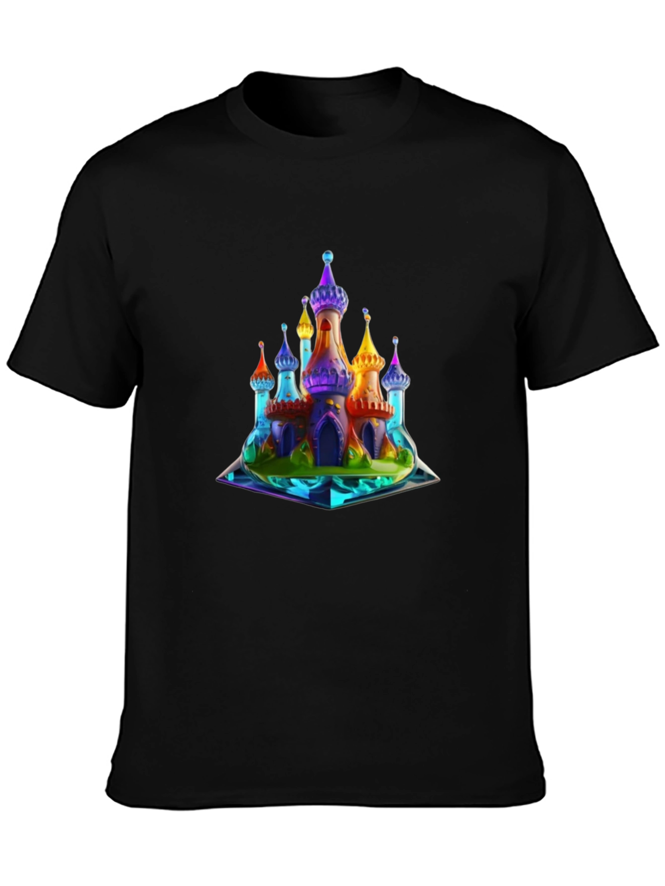 Black Rainbow Castle Graphic T-Shirt view 3