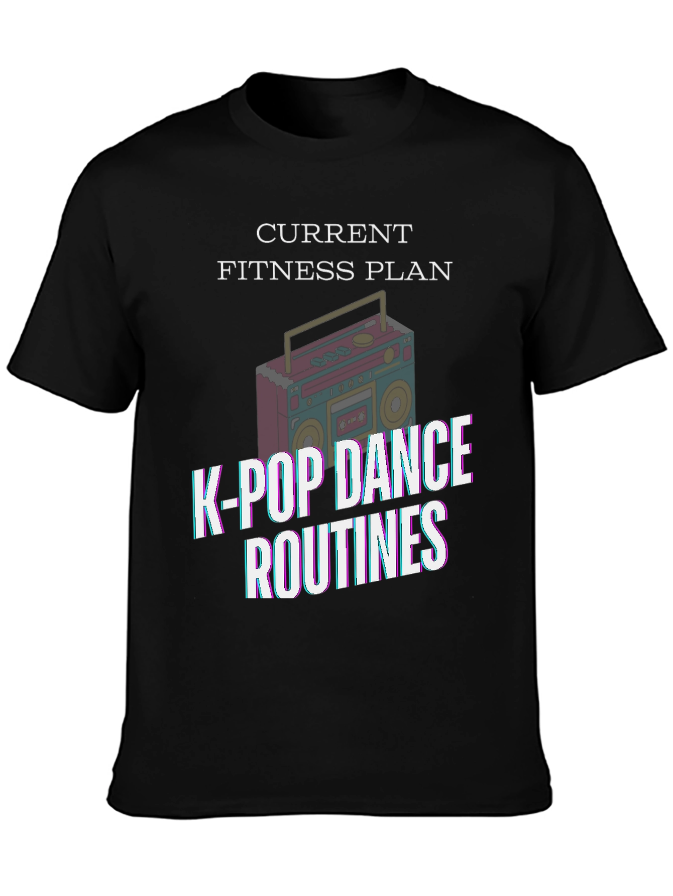 Black K-Pop Dance Fitness Plan Black T-Shirt view 3