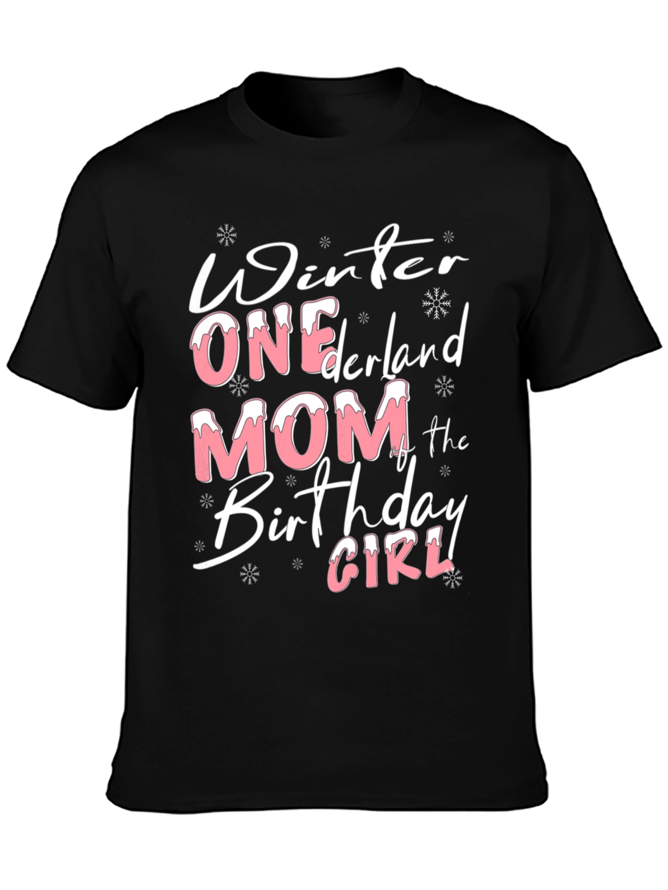 Black Winter ONEderland Mom Birthday Girl T-Shirt view 3