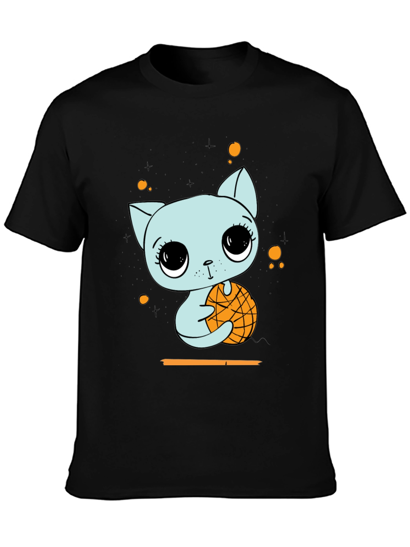 Black Cute Cat with Basketball Graphic T-Shirt view 3