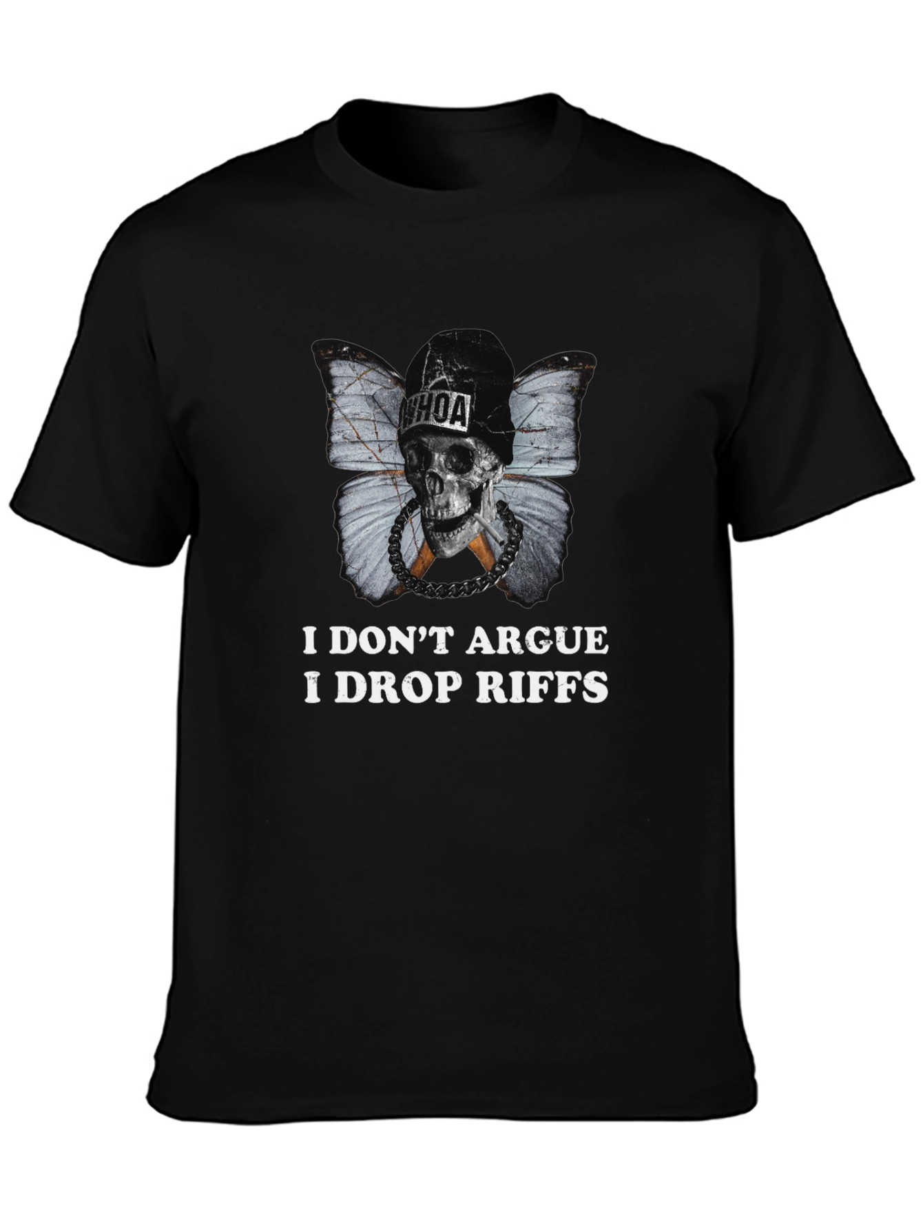 Black Edgy "I Don't Argue I Drop Riffs" Graphic T-Shirt view 3