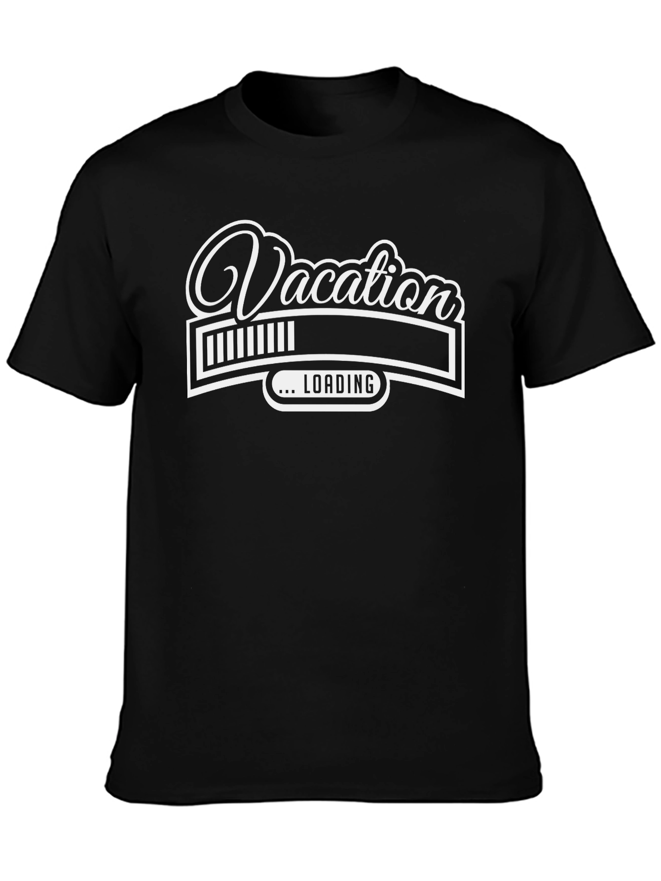 Black Vacation Loading T-Shirt - Black Graphic Tee view 3
