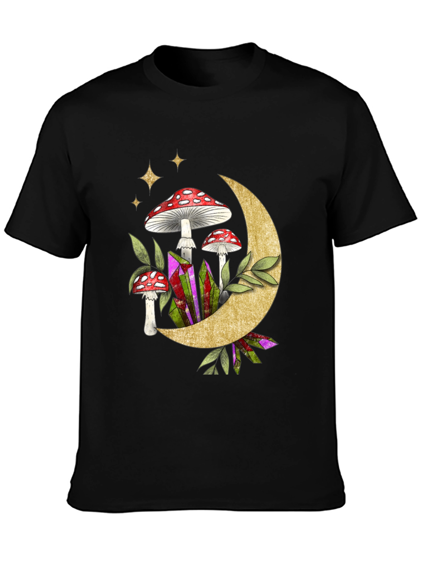 Black Mushroom Moon Graphic Tee view 3