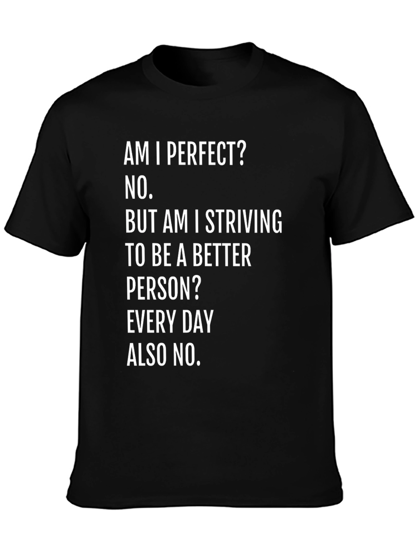 Black Am I Perfect? Funny Graphic T-Shirt view 3