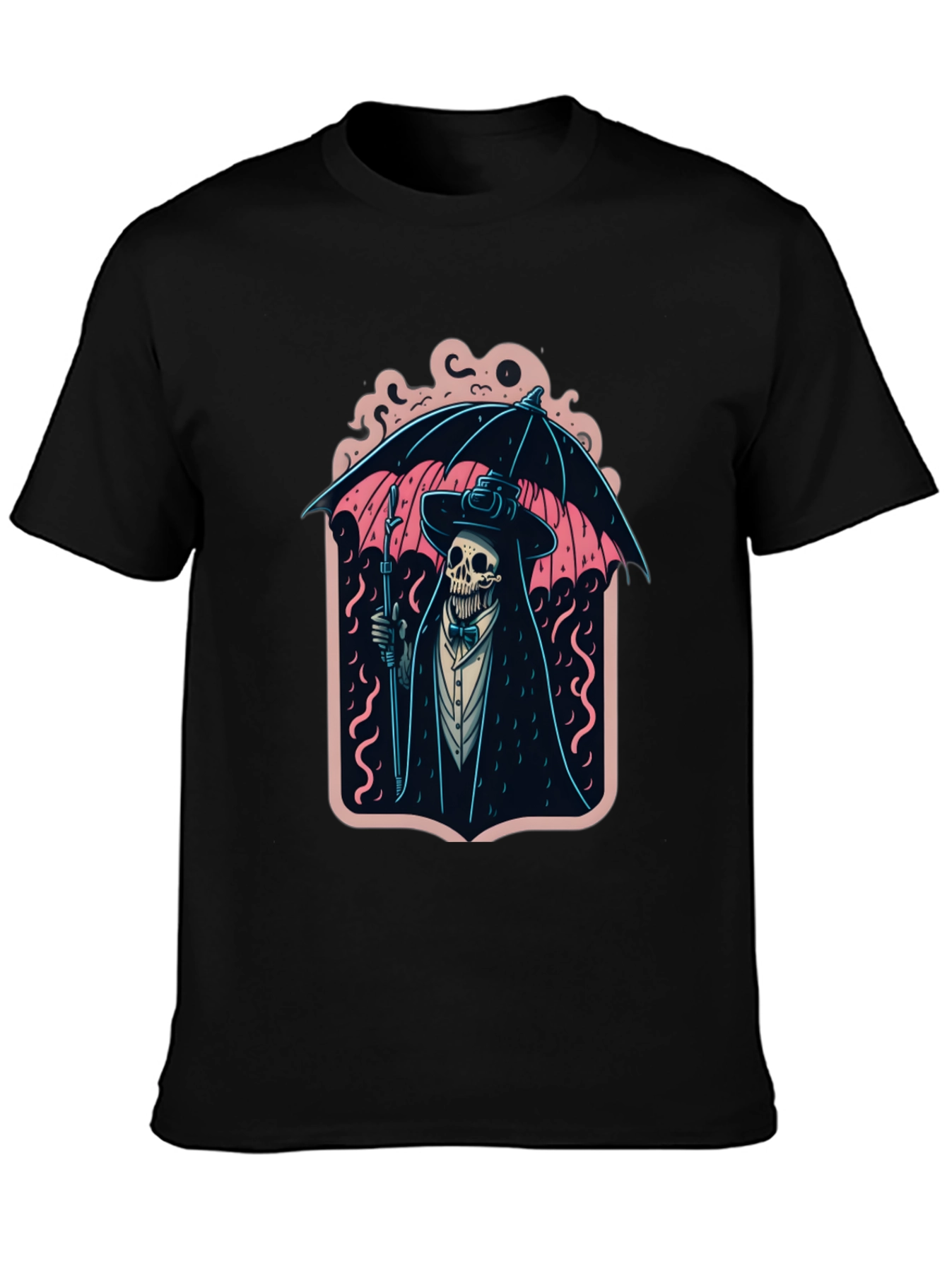 Black Grim Reaper Umbrella Graphic Tee view 3