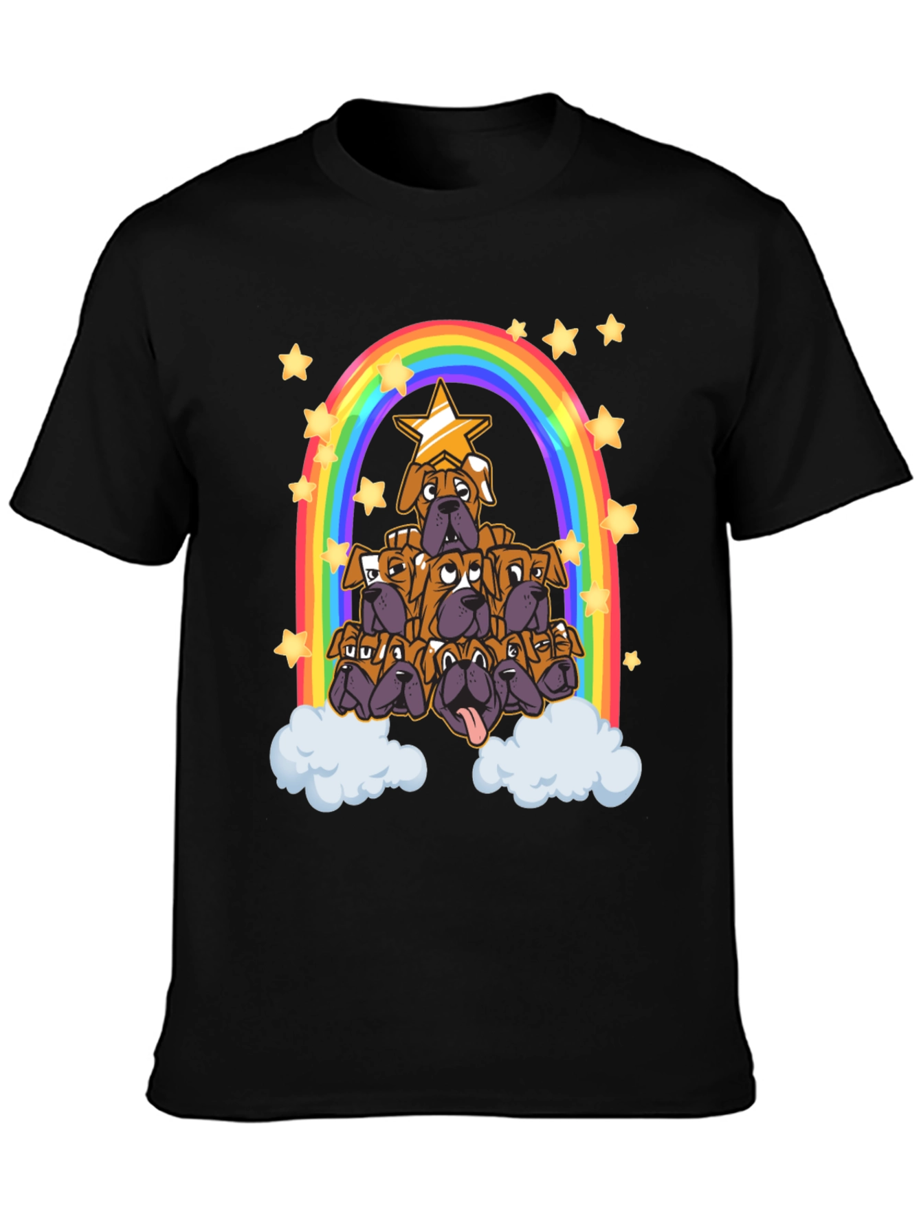 Black Boxer Dog Rainbow T-Shirt view 3