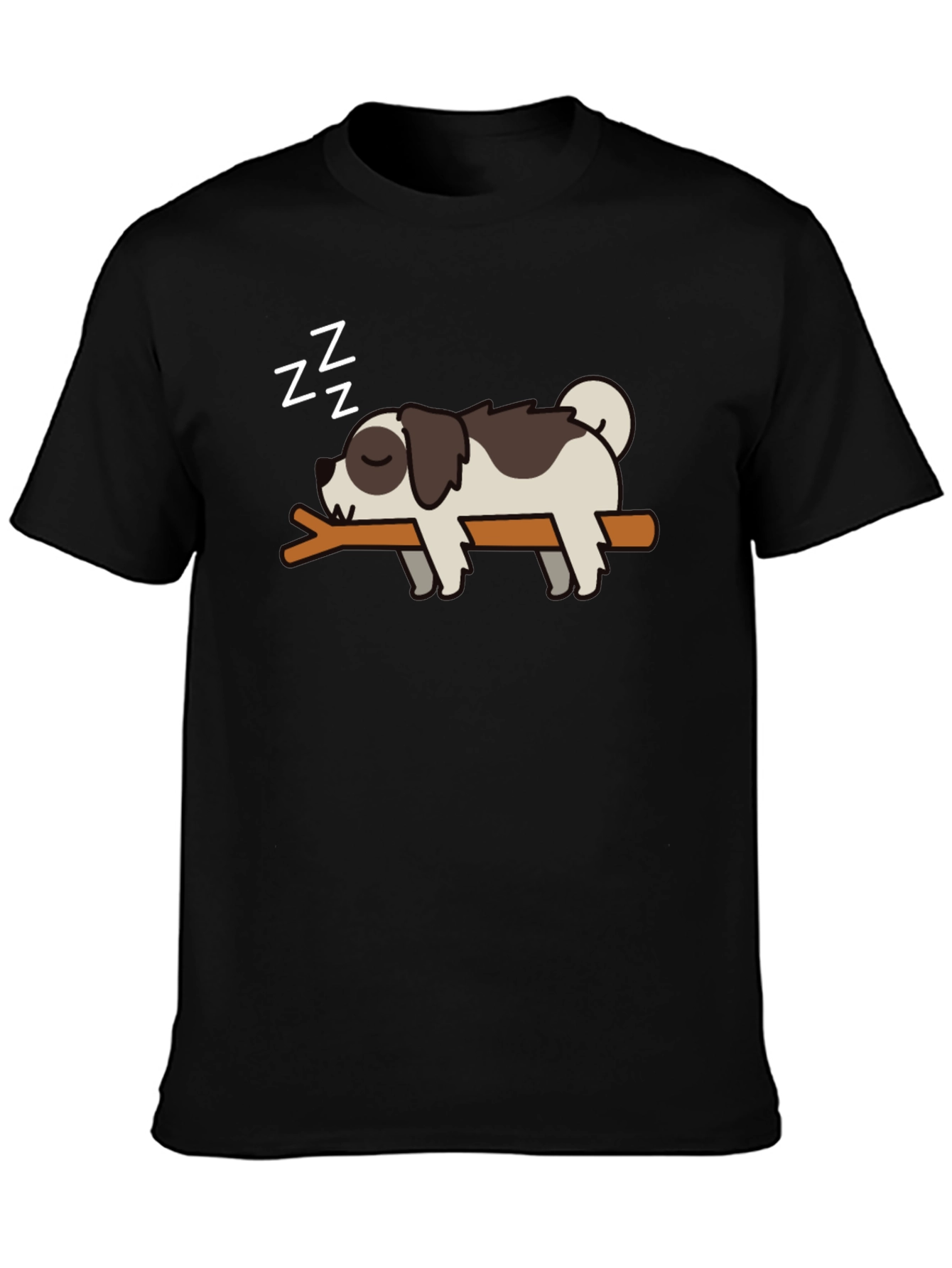 Black Cute Sleeping Dog T-Shirt - Men's Black Tee view 3