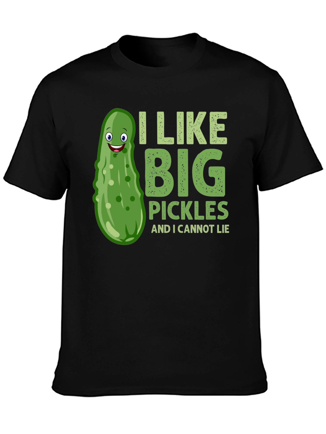Black Funny Pickle T-Shirt - I Like Big Pickles Tee view 3
