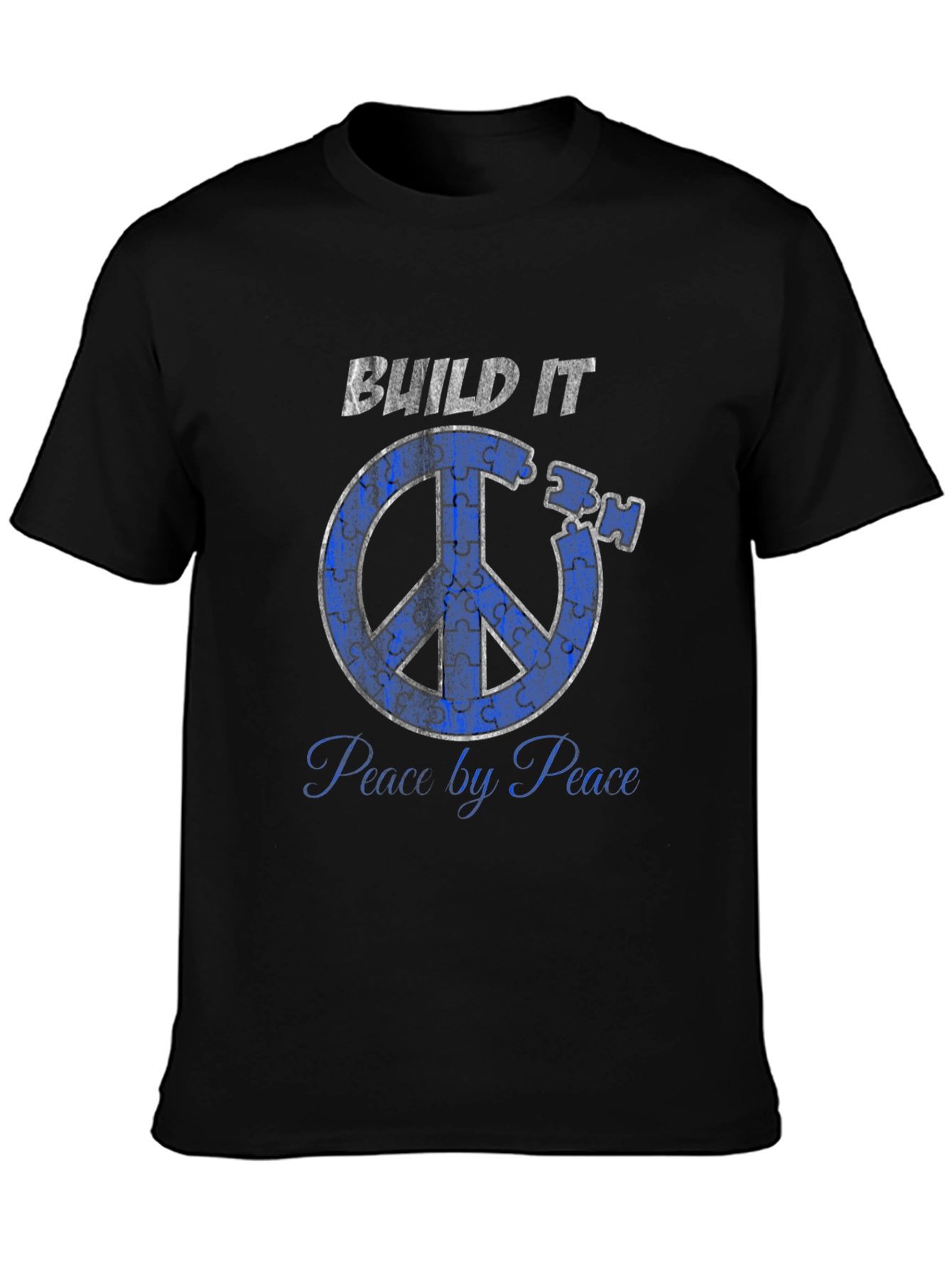 Black Build It Peace by Peace T-Shirt view 3