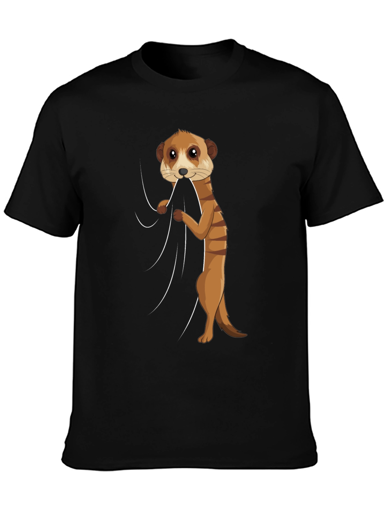 Black Meerkat Peeking Out Funny Graphic T-Shirt view 3