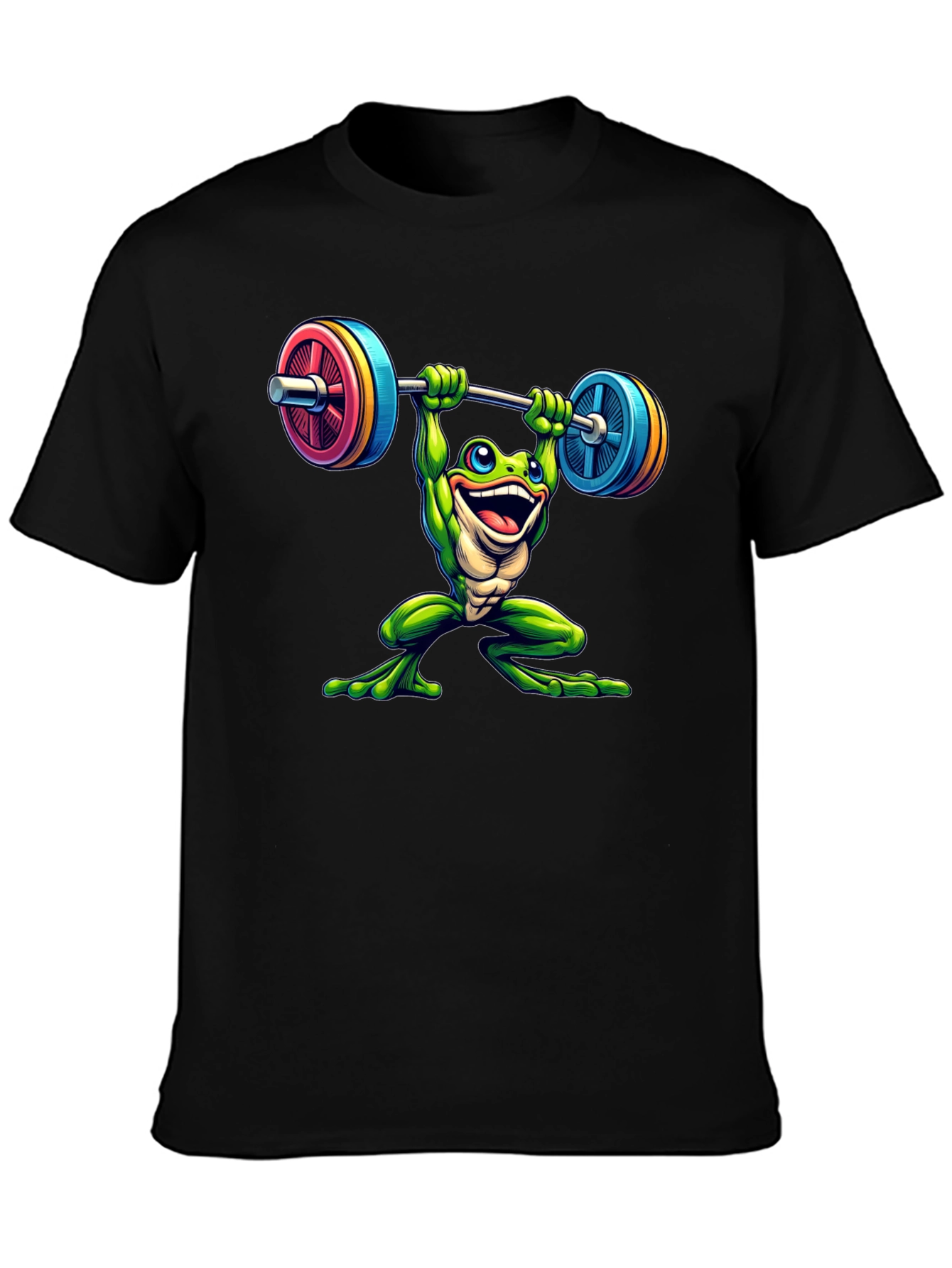 Black Frog Lifting Weights Graphic Tee view 3