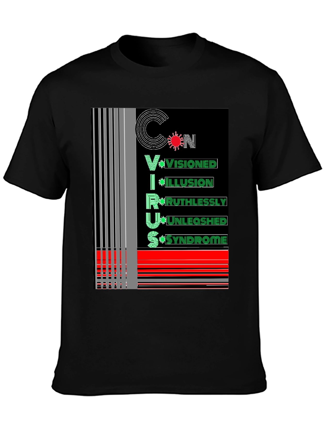 Black Unique Virus Graphic Tee - Black Cotton view 3