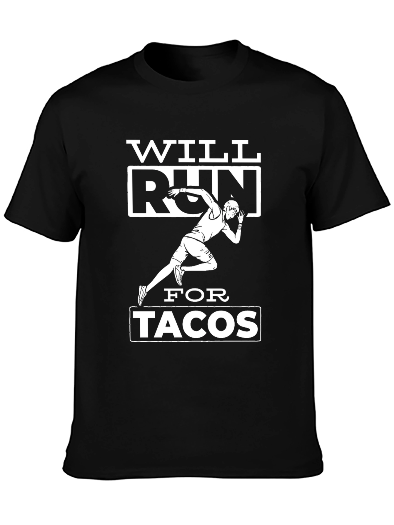 Black Will Run for Tacos Black Graphic T-Shirt view 3