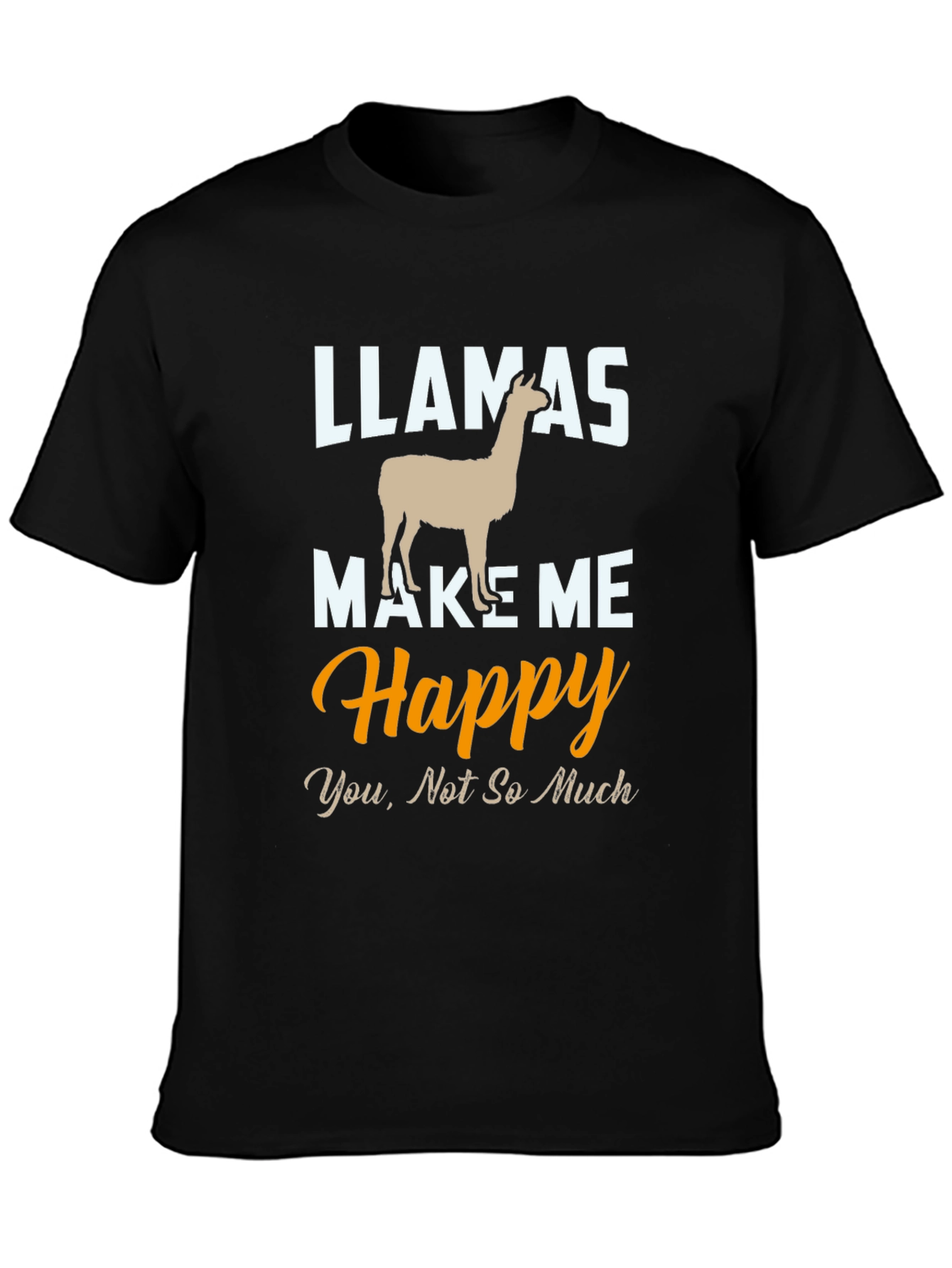 Black Llamas Make Me Happy T-Shirt view 3