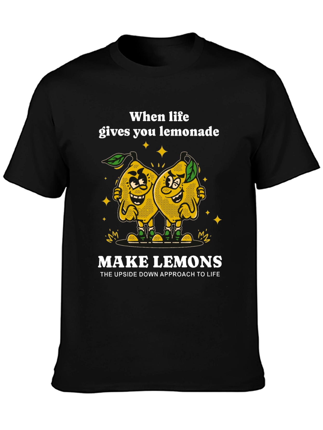 Black Funny Lemon Graphic Tee - Make Lemons T-Shirt view 3